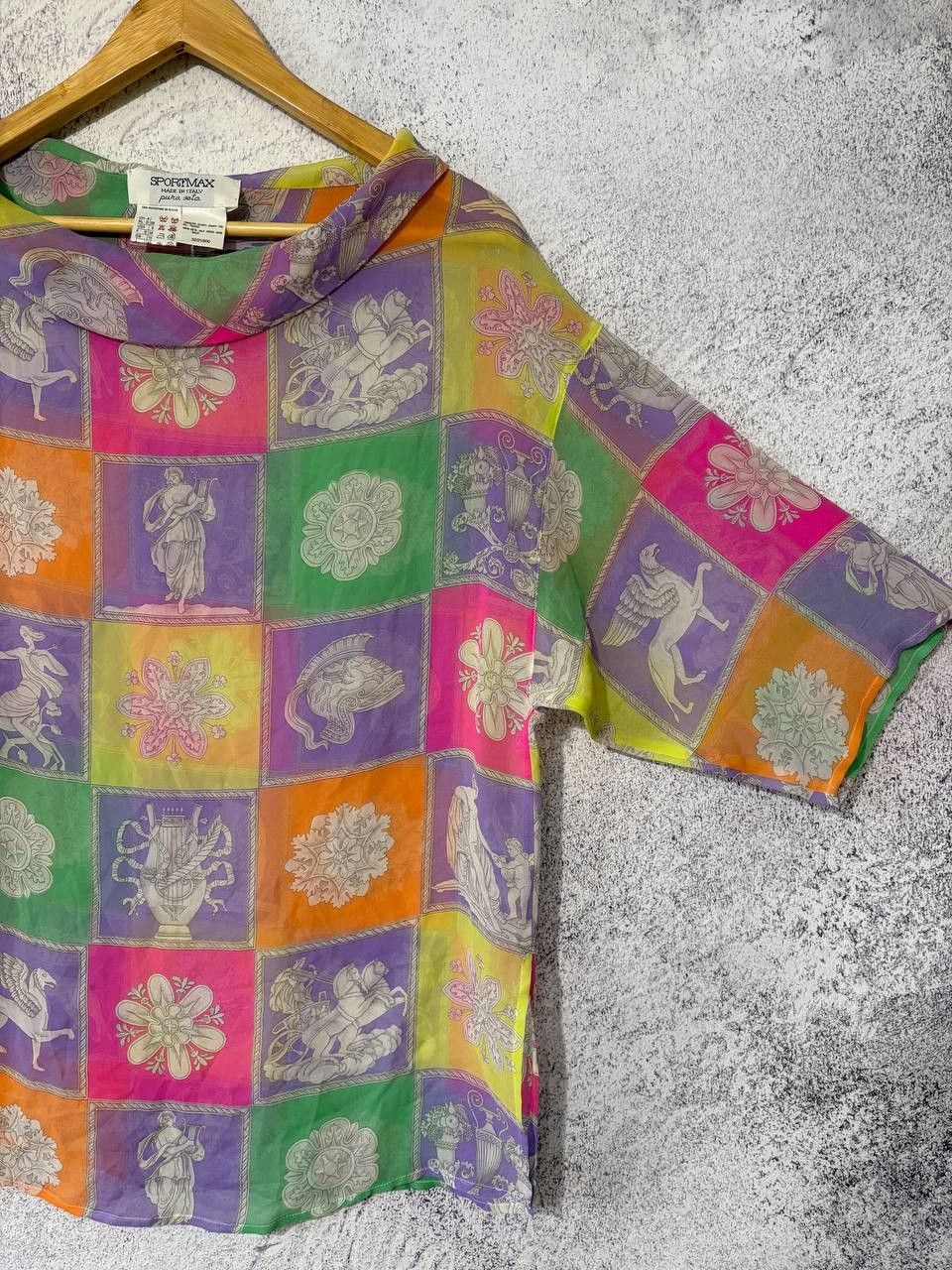 Sportmax Vintage Sportmax Max Mara Silk Greek Mythology Print Blouse Size L / US 10 / IT 46 - 6 Thumbnail