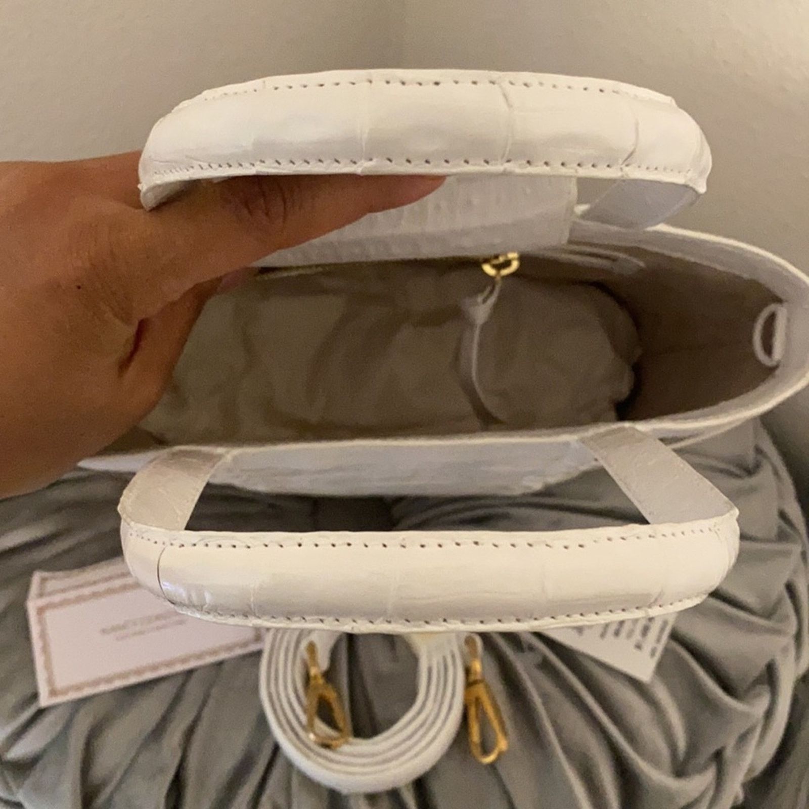Nancy Gonzalez Retail $2500 NWT Nancy Gonzalez White Crocodile Mini Tote Size ONE SIZE - 6 Thumbnail