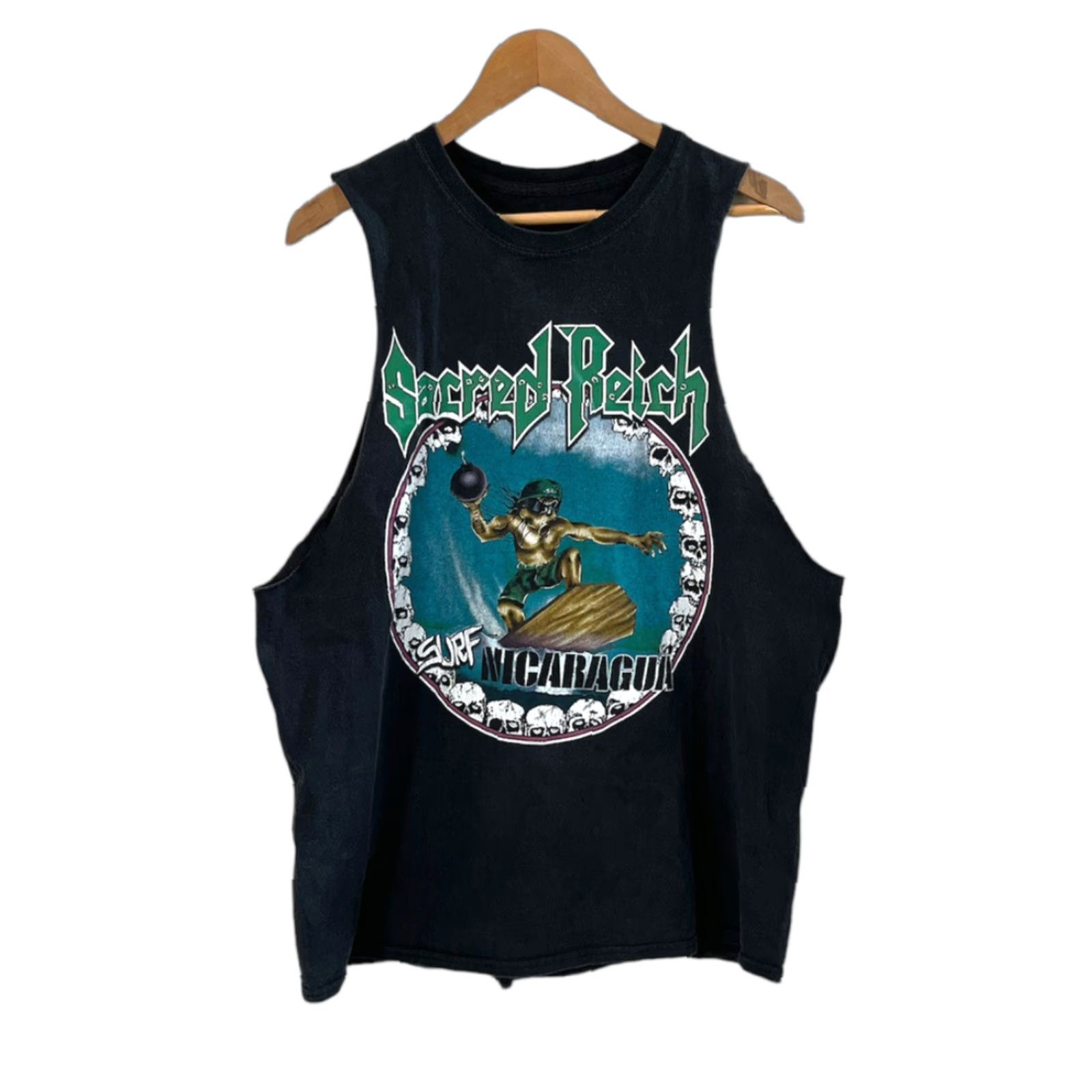 Vintage VINTAGE Sacred Reich Surf Nicaragua Shirt L Men Sleeveless T-Shirt Black Band Death Metal Thrash Sun Fun Guns Size US L / EU 52-54 / 3 - 1 Thumbnail