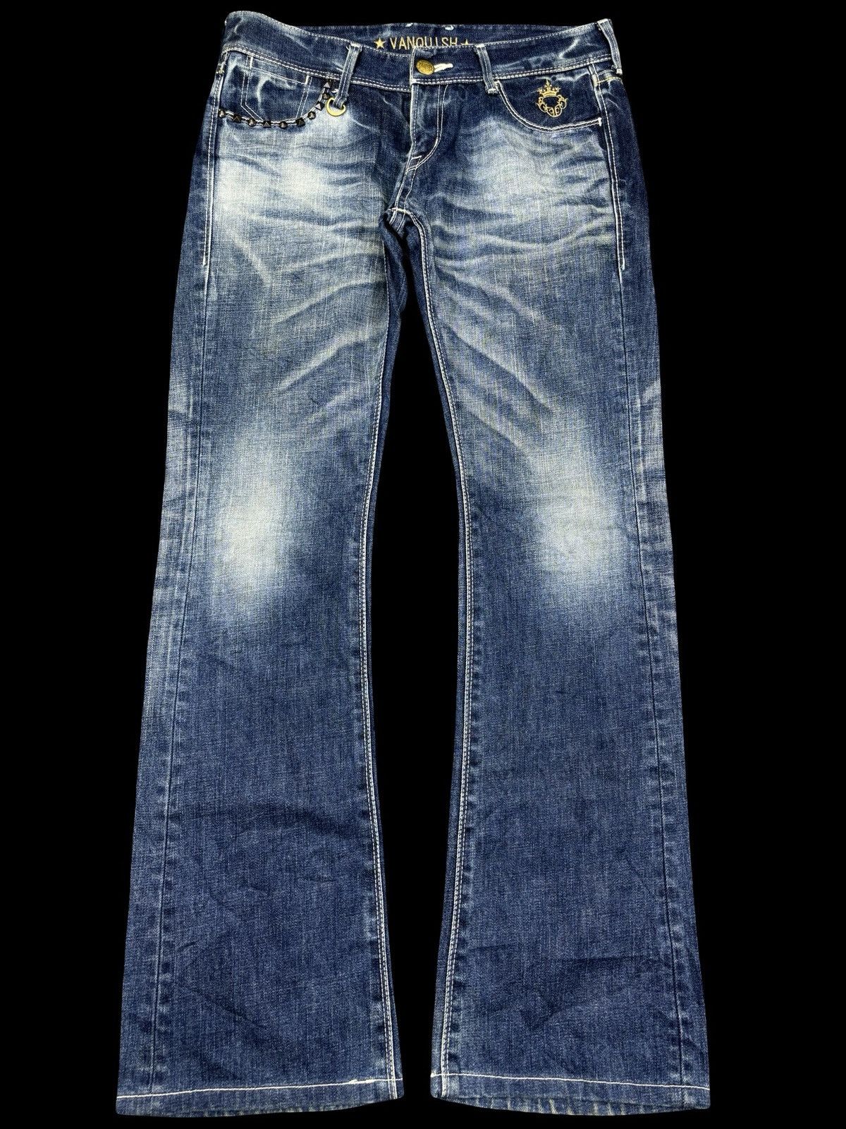 Vanquish 💥Flare💥Vanquish Crazy Fades Low Rise Spiky Flare Denim K1 Size US 32 / EU 48 - 1 Thumbnail