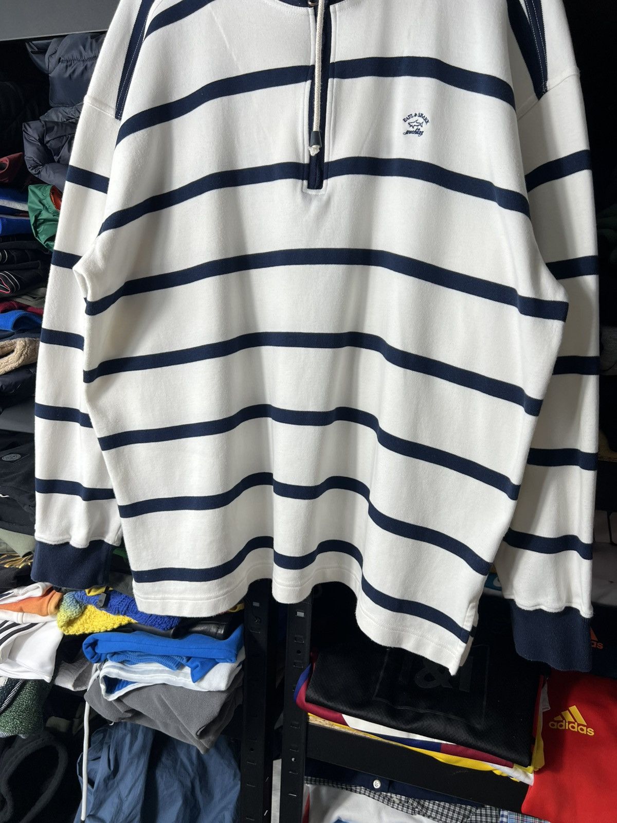 Paul & Shark Vintage Paul & Shark Yachting Striped Rugby Sweater 1/4 Zip Size US XXL / EU 58 / 5 - 3 Thumbnail