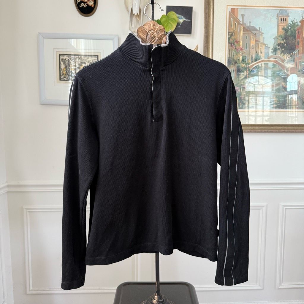 Hugo Boss Boss Hugo Boss 1/4 Snap Cotton Sweater Black M Size US M / EU 48-50 / 2 - 2 Thumbnail