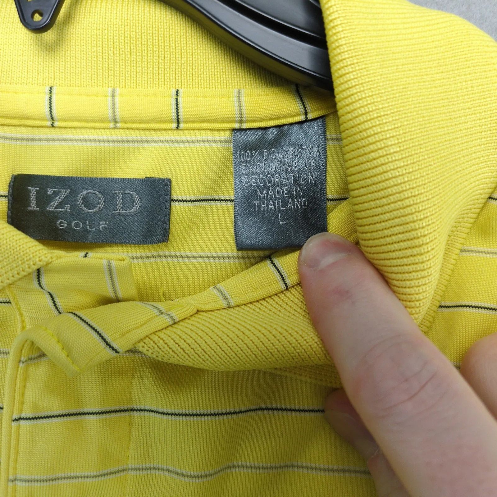 Izod Izod Golf Yellow Striped Polo Shirt Men's L Performance Size US L / EU 52-54 / 3 - 3 Thumbnail