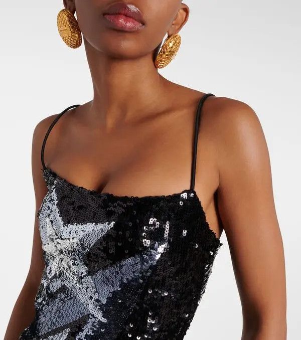 Balmain o1s1wg110825 Sequined Maxi Dress in Black Size S / US 4 / IT 40 - 4 Thumbnail