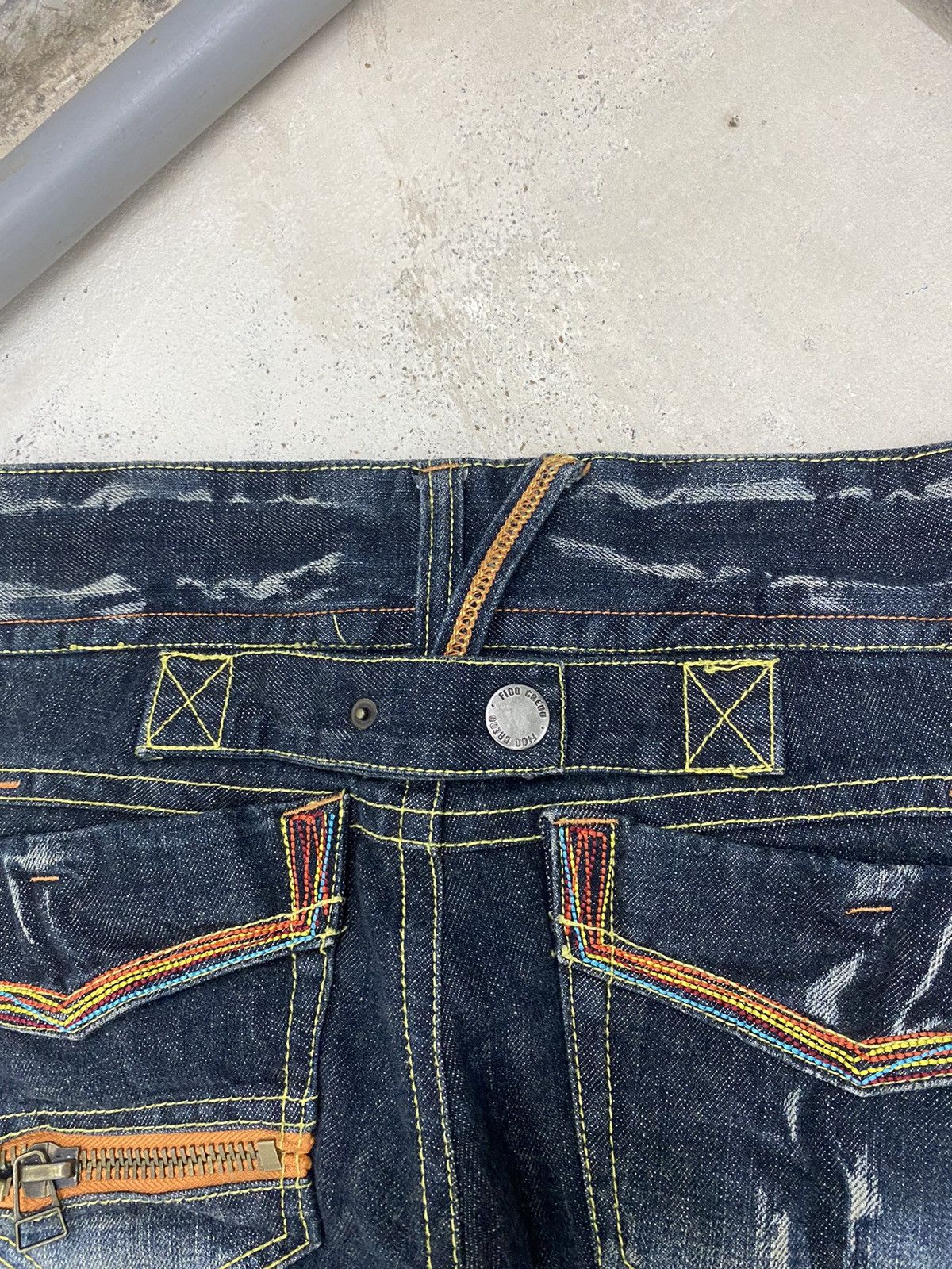 Japanese Brand Flare Colza Japan Mud Washed Whisker Buckle Low Rise Denim Size 29" - 13 Thumbnail