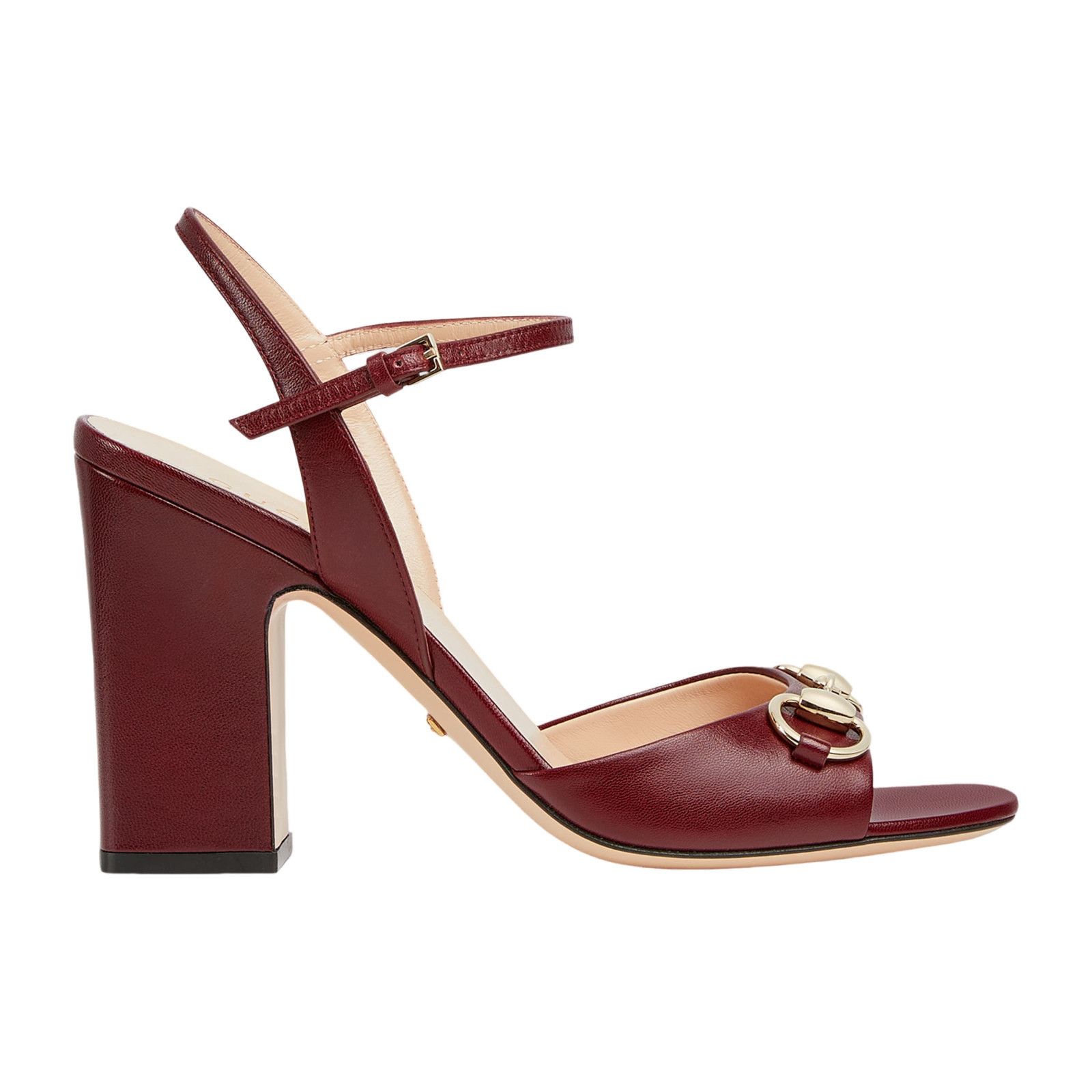 GUCCI Horsebit $920 Rosso Ancora Red Leather 75mm Sandals Ne