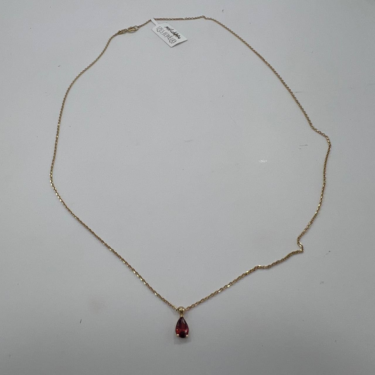 Other New 14K Solid Gold Necklace Italy – Teardrop Red Garnet 1.8g Size ONE SIZE - 6 Thumbnail