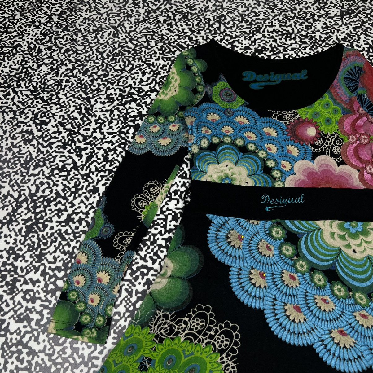 Desigual Vintage Y2K Desigual Floral Abstract Retro Style Midi Dress Size M / US 6-8 / IT 42-44 - 8 Thumbnail