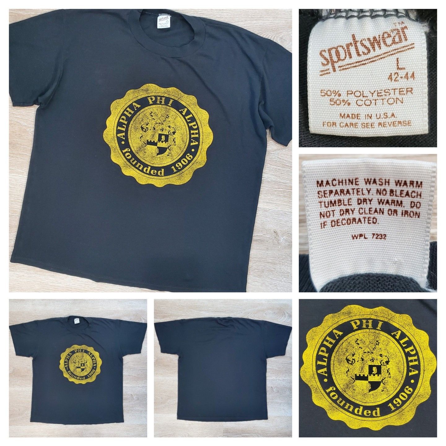 Vintage Rare Vtg 70s/80s Alpha Phi Alpha Single-Stitch Tee Size US L / EU 52-54 / 3 - 1 Thumbnail