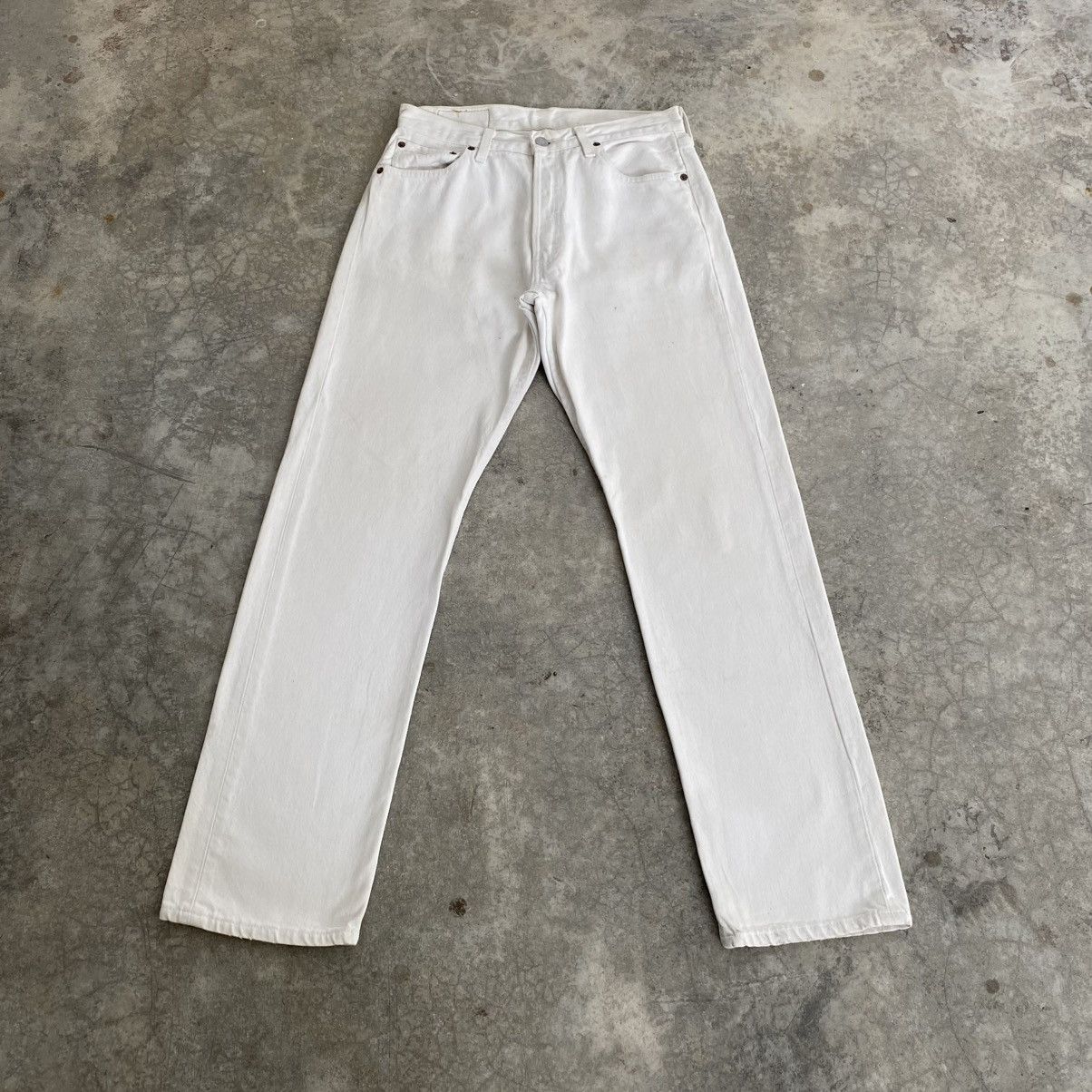 Levi's Size 30x30 Vintage 1998 Levis 501 White Denim Dirty Jeans Size US 30 / EU 46 - 1 Thumbnail