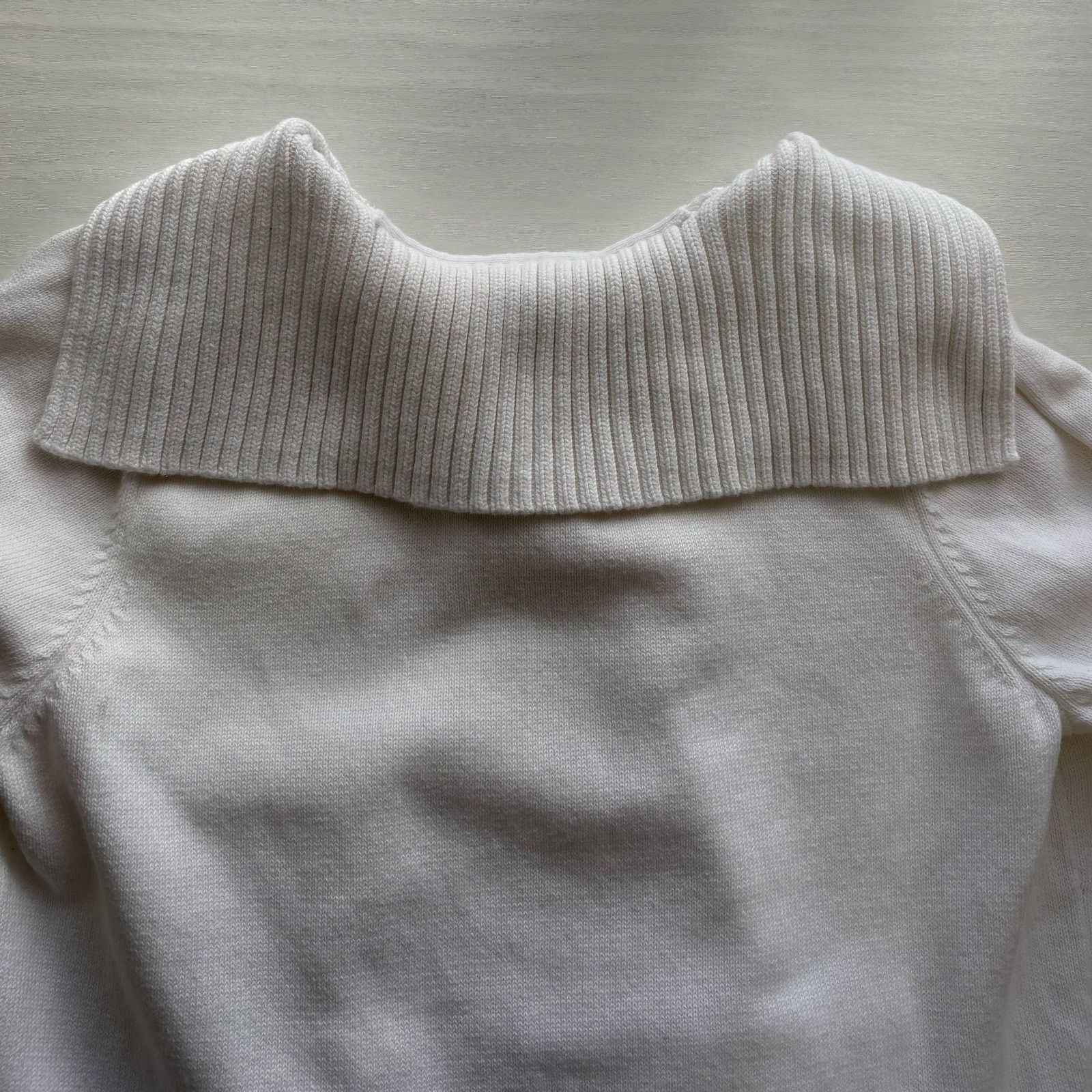 Other Liz Claiborne White Shawl-Collar Pullover Sweater Size Large Size L / US 10 / IT 46 - 11 Thumbnail