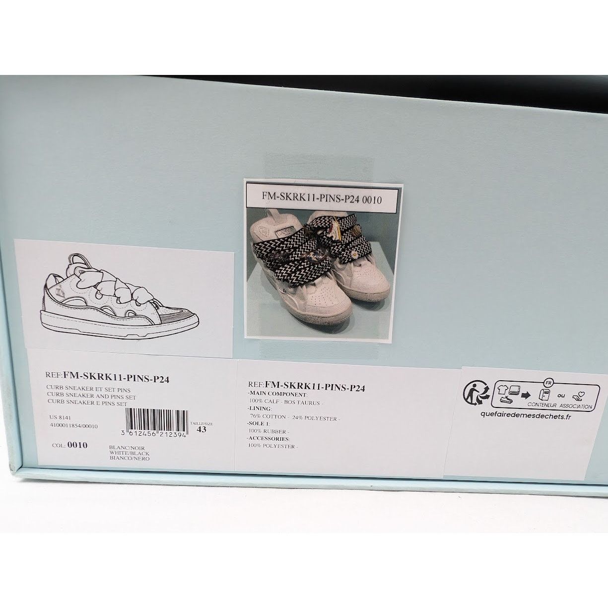 Lanvin o1rshd1 Curb Sneakers in White/Black Size US 10 / EU 43 - 24 Thumbnail