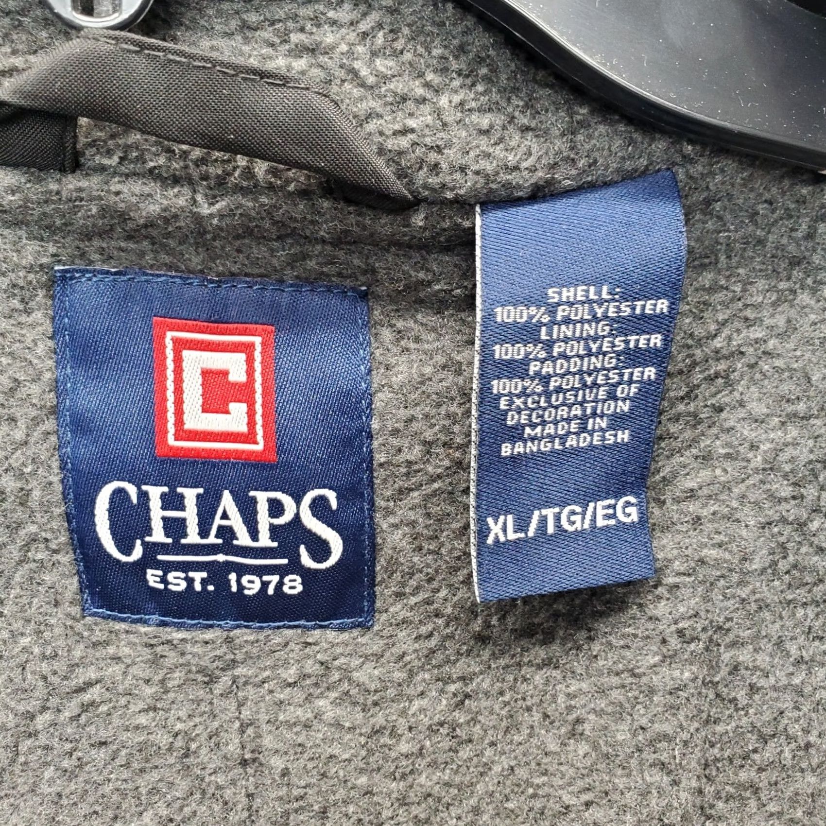Chaps Chaps Vest Mens XL Black Fleece Lined Sleeveless Stand-Up Collar Pockets Zip Up Jacket/Coat Short Length Size US XL / EU 56 / 4 - 5 Thumbnail
