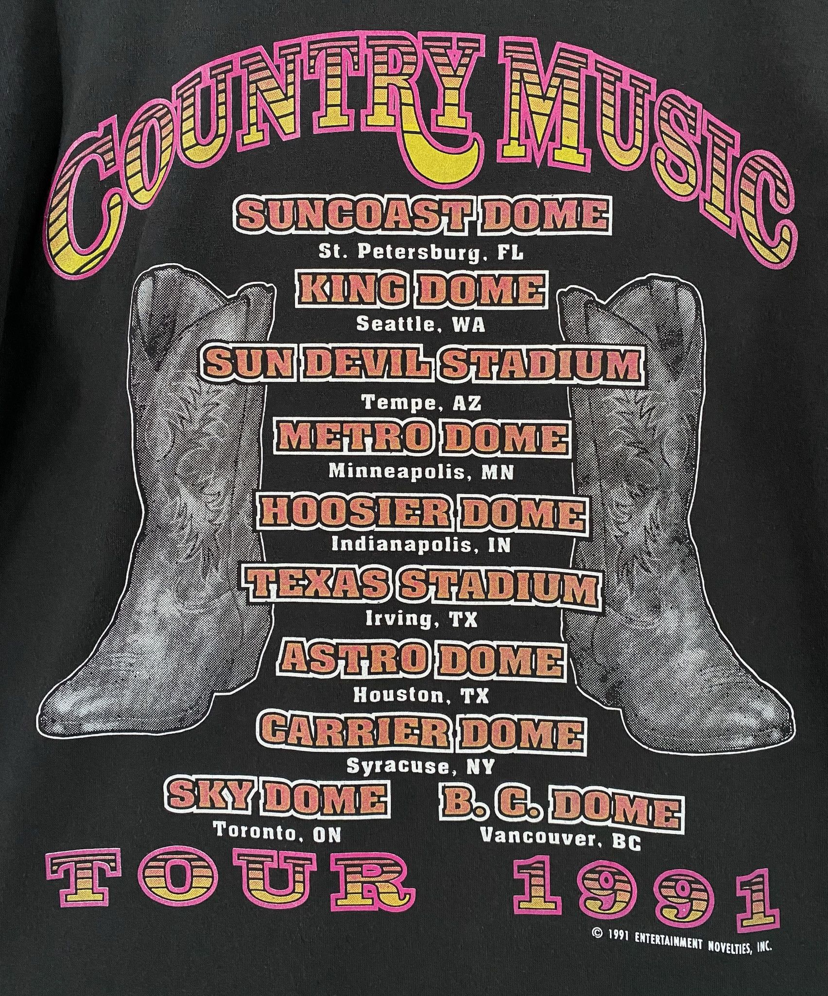 Jerzees 1991 County Music Tour Double Sided T-Shirt Large Size US L / EU 52-54 / 3 - 7 Thumbnail