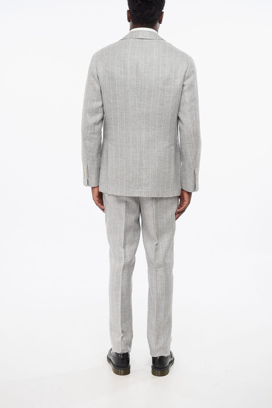 Brunello Cucinelli og1mm0725 Multipocketed Pinstriped Linen Blend Suit in Grey Size US S / EU 44-46 / 1 - 4 Thumbnail