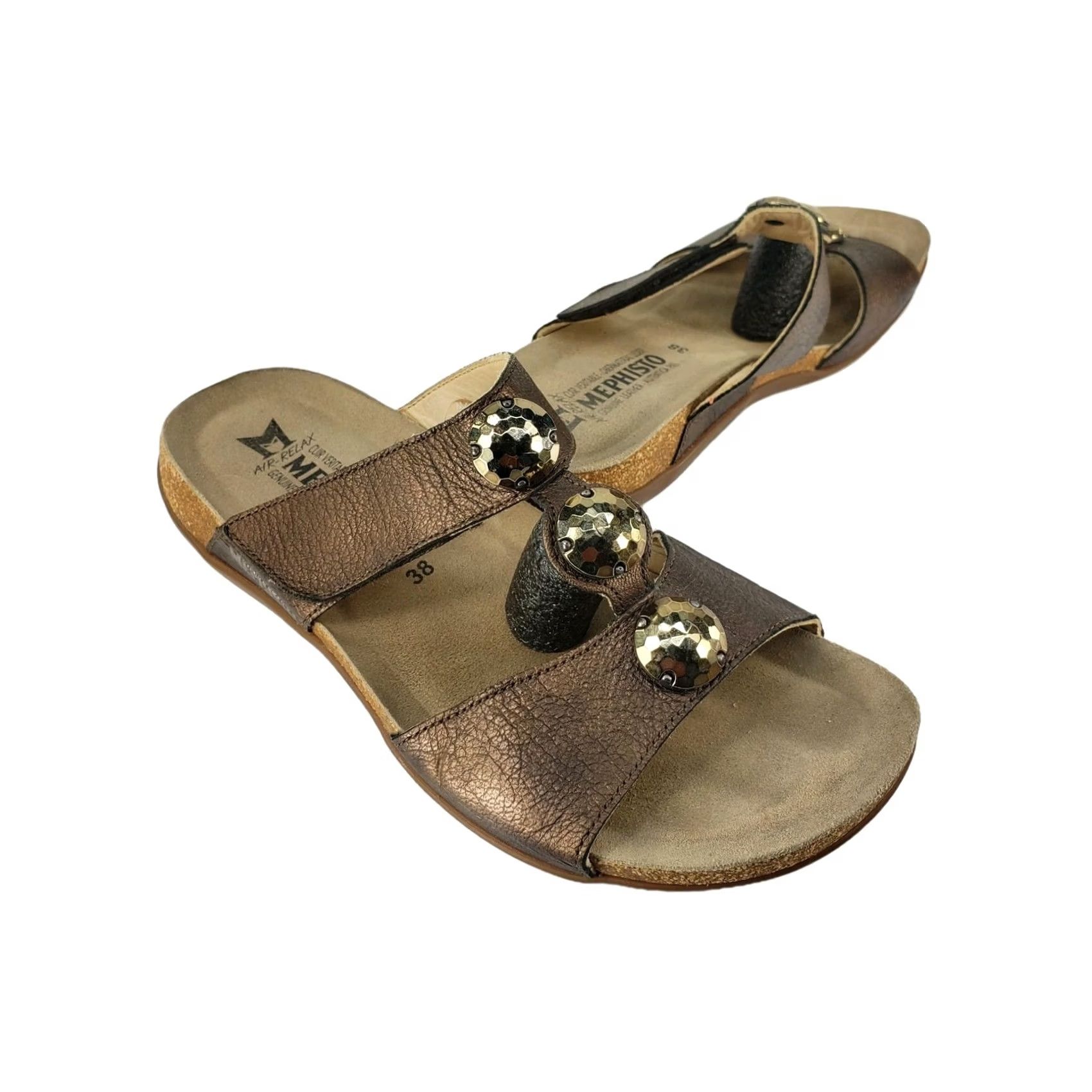 Mephisto Mephisto Sandals Strappy Jeweled Wedge Copper Women's US 7.5 EUR 38 Size US 8 / IT 38 - 2 Thumbnail