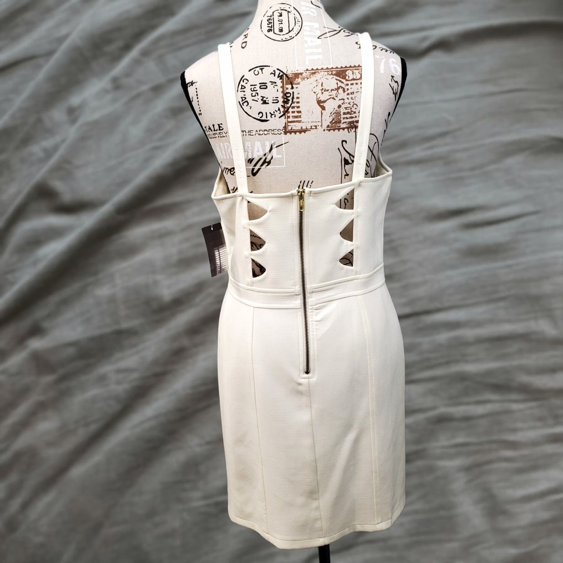 Vintage Sparkle & Fade A-Line Dress Womens Size L Tan Sleeveless Zip Back Square Neck Cocktail Casual Shopwear Size L / US 10 / IT 46 - 1 Thumbnail