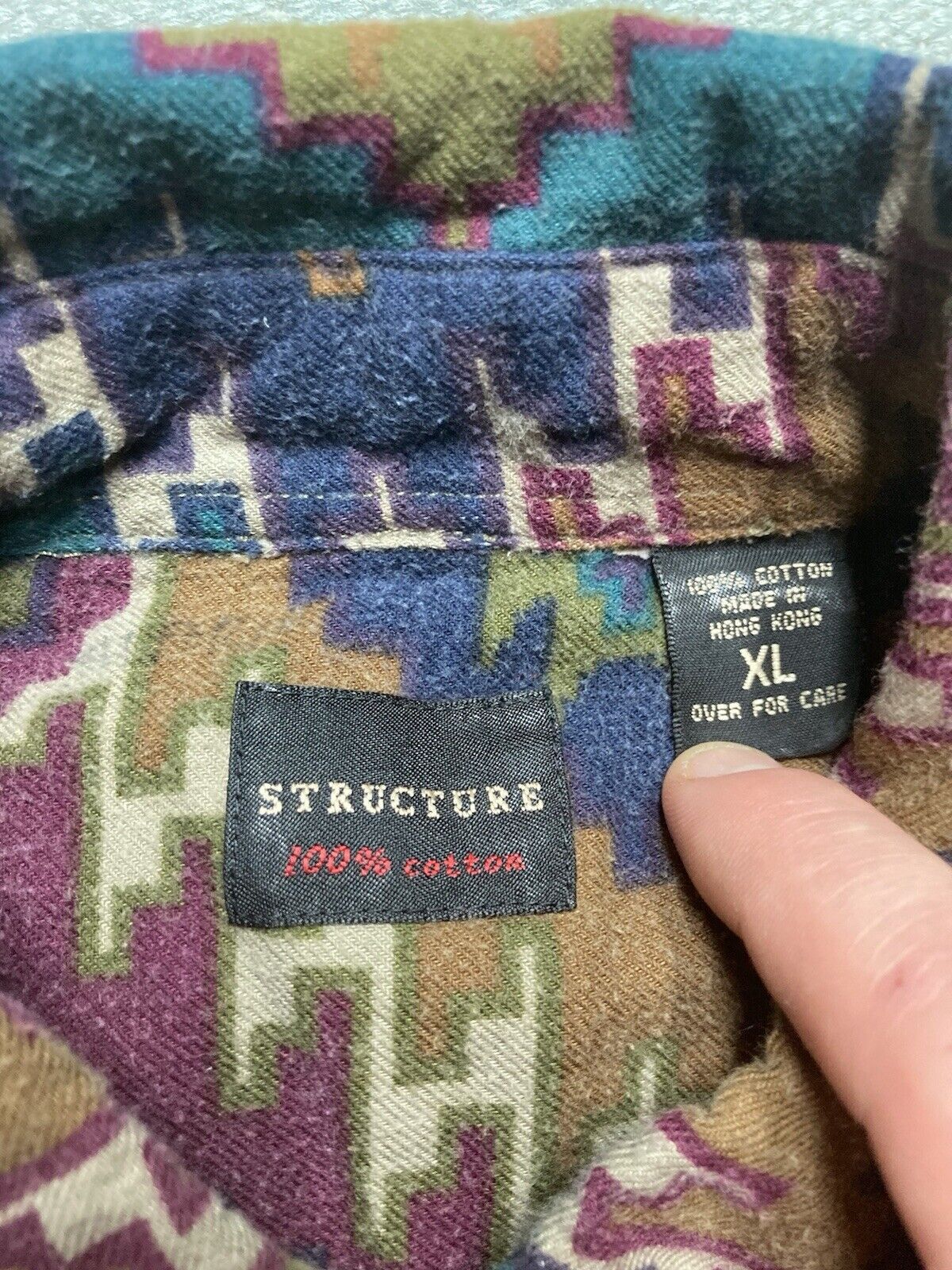 Structure × Vintage VTG 90s flannel shirt brushed cotton aztec all over print XL Size US XL / EU 56 / 4 - 4 Thumbnail