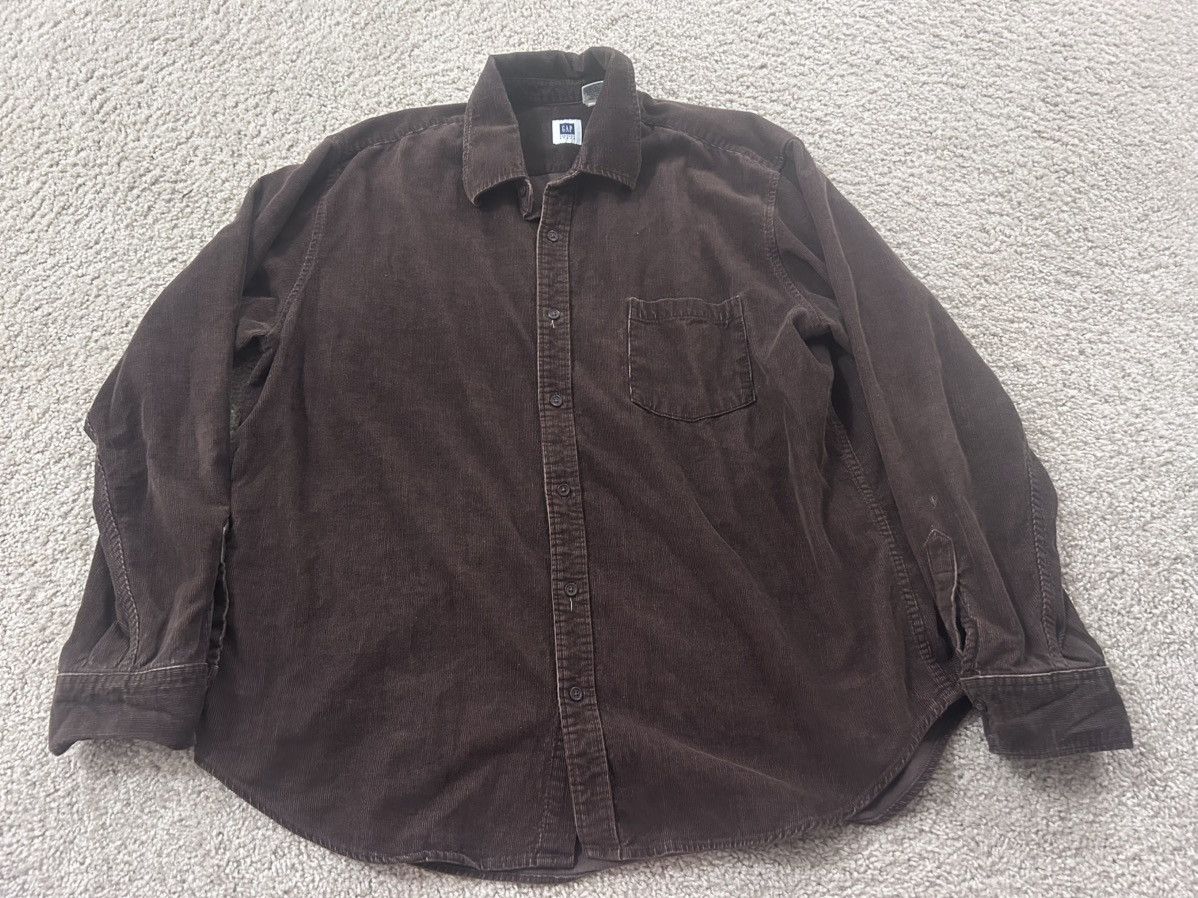 Gap GAP y2k brown corduroy button down XL Size US XL / EU 56 / 4 - 1 Thumbnail