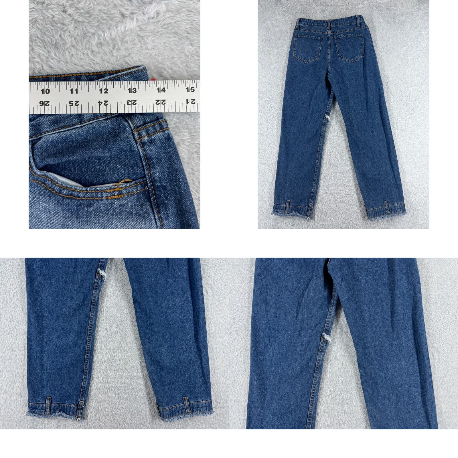 Vintage VINTAGE Jeans Women 26 Blue Denim Straight Leg Crop Patchwork High Rise Cotton 26x26 5-Pocket Design Modern Western Womens Jeans Size 26" / US 2 / IT 38 - 9 Thumbnail