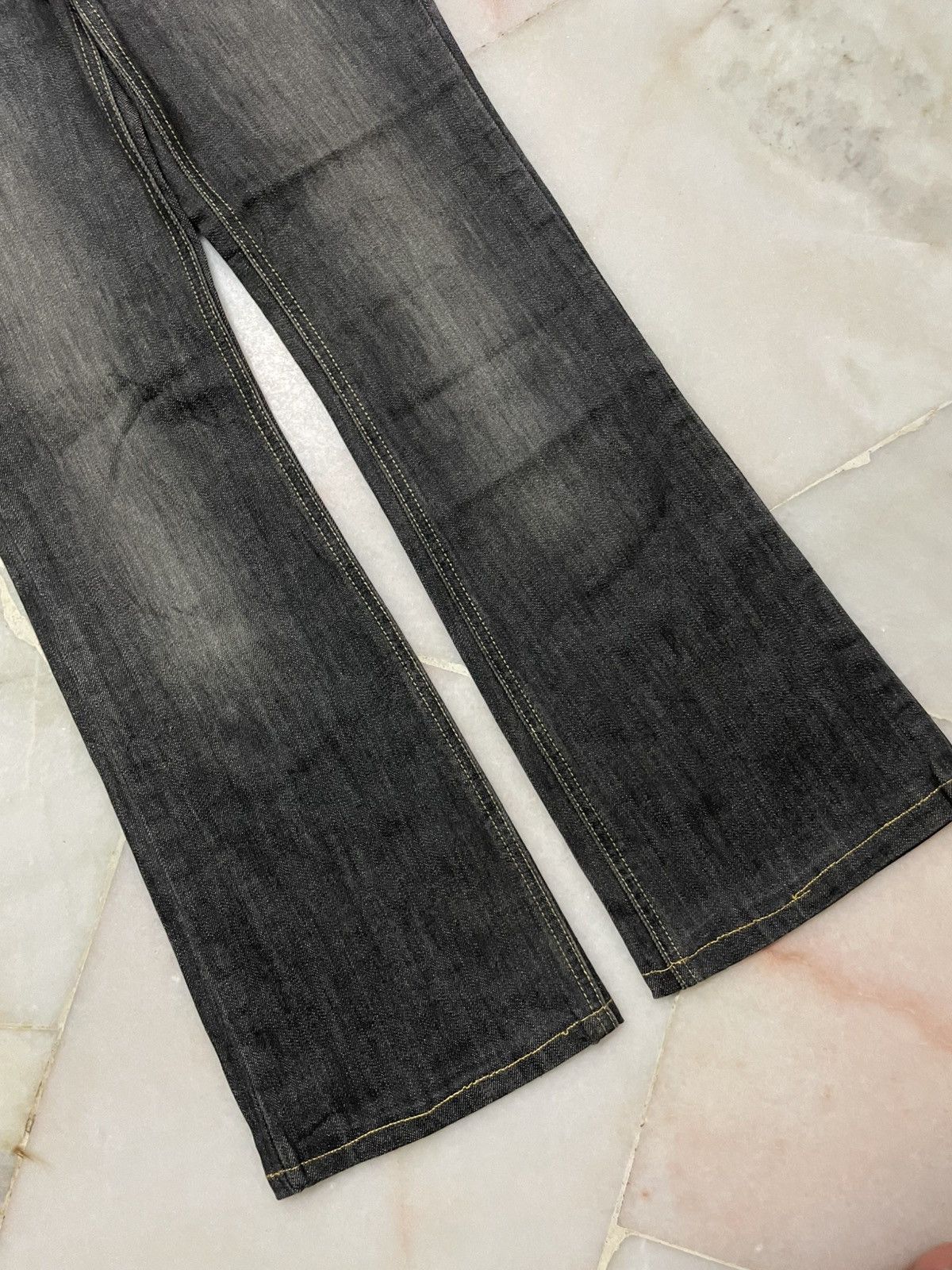 Vintage 💥Flared💥Japanese Sand Washed Bootcut Jeans Streetwear Style Size 28" / US 6 / IT 42 - 4 Thumbnail