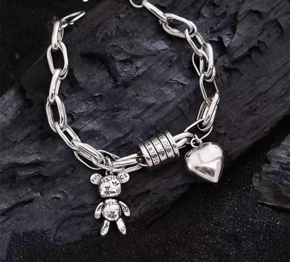 Other Silver Heart and Teddybear bracelet Size ONE SIZE - 3 Thumbnail