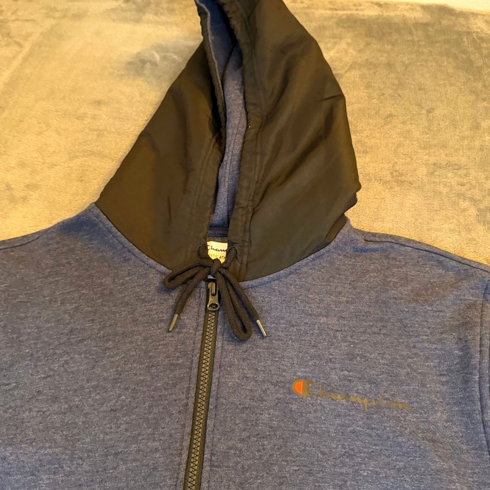 Champion Champion Hoodie Pullover Men XL Blue Black Zip Hooded Pockets Sports Fleece Cotton Blend Logo Zipper 1/2 Zip Autumn Winter Spring Men Size US XL / EU 56 / 4 - 2 Thumbnail