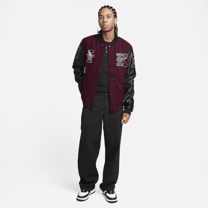 Nike Nike Destroyer Wool Varsity Bomber Jacket Night Maroon Red | Grailed