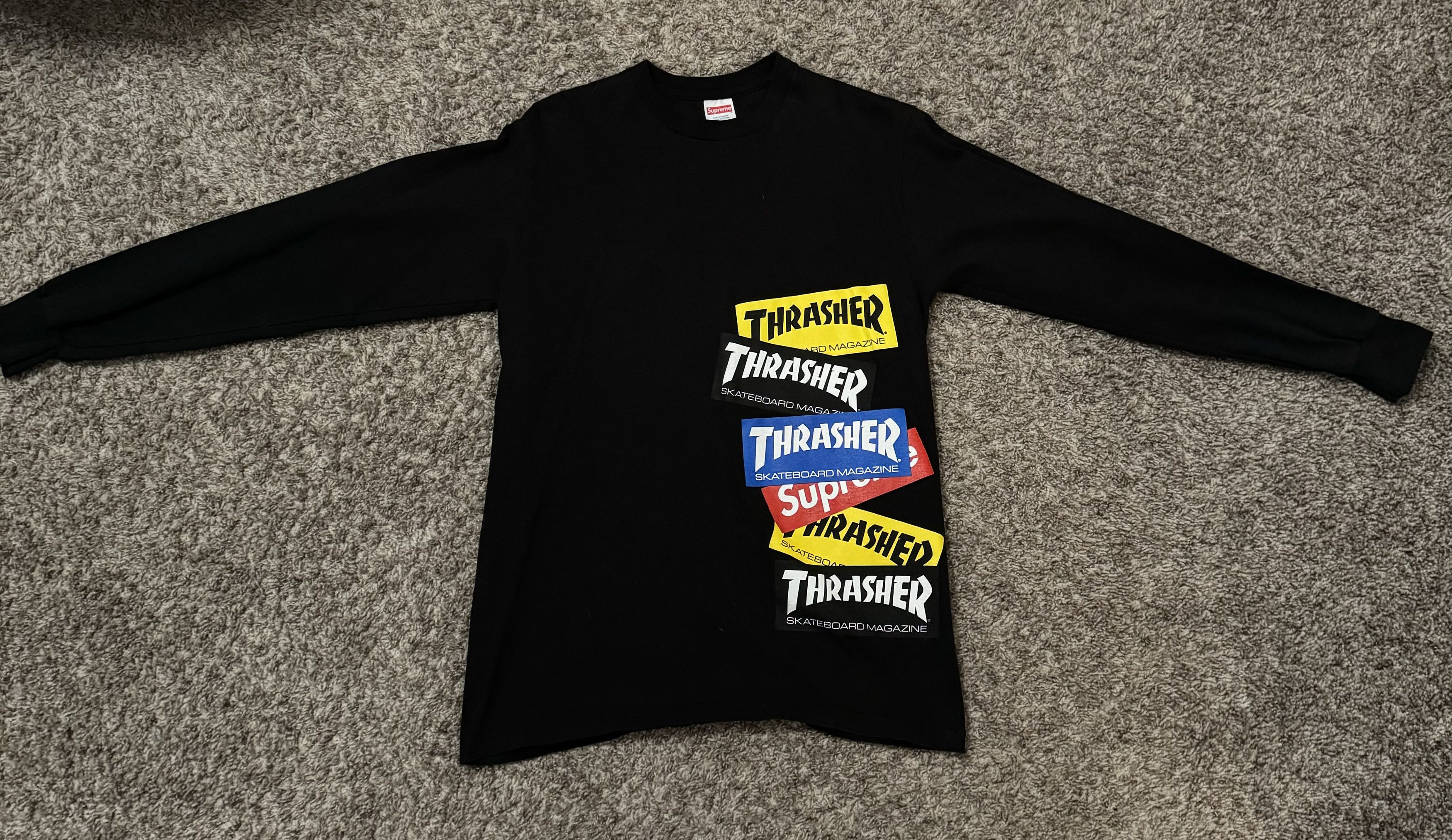 image of Supreme x Thrasher Longsleeve Collab in Black, Men's (Size Small)