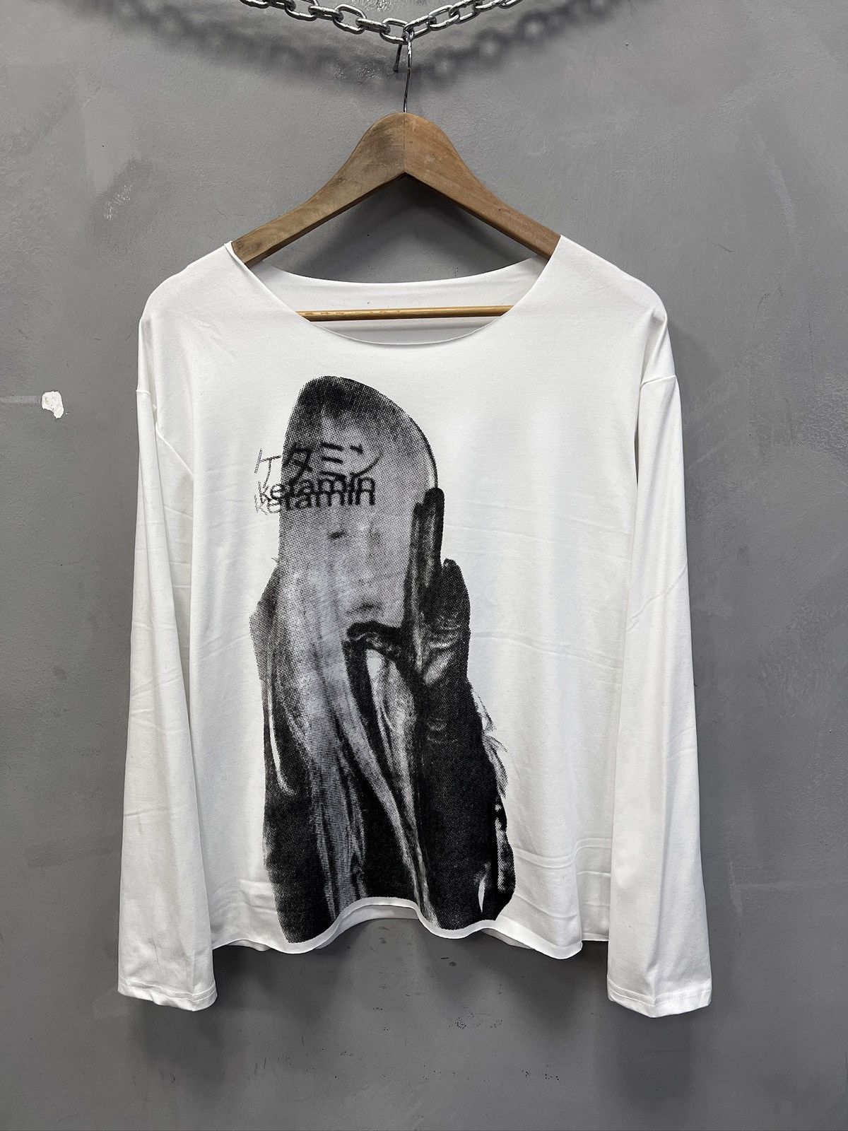 White Graphic Long sleeve Shirt Japanese Style opium y2k