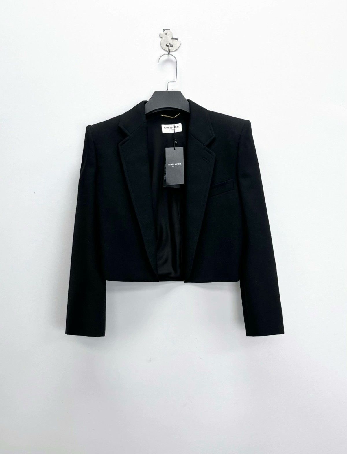 Saint Laurent Paris Saint Laurent Black Cropped Wool Blazer Size XXS / US 00 / IT 34 - 1 Thumbnail