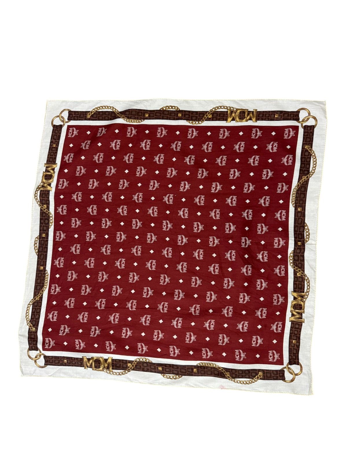 MCM Vintage MCM Bandana Scarf Bordeaux Red Cream Gold Logo Size ONE SIZE - 4 Thumbnail
