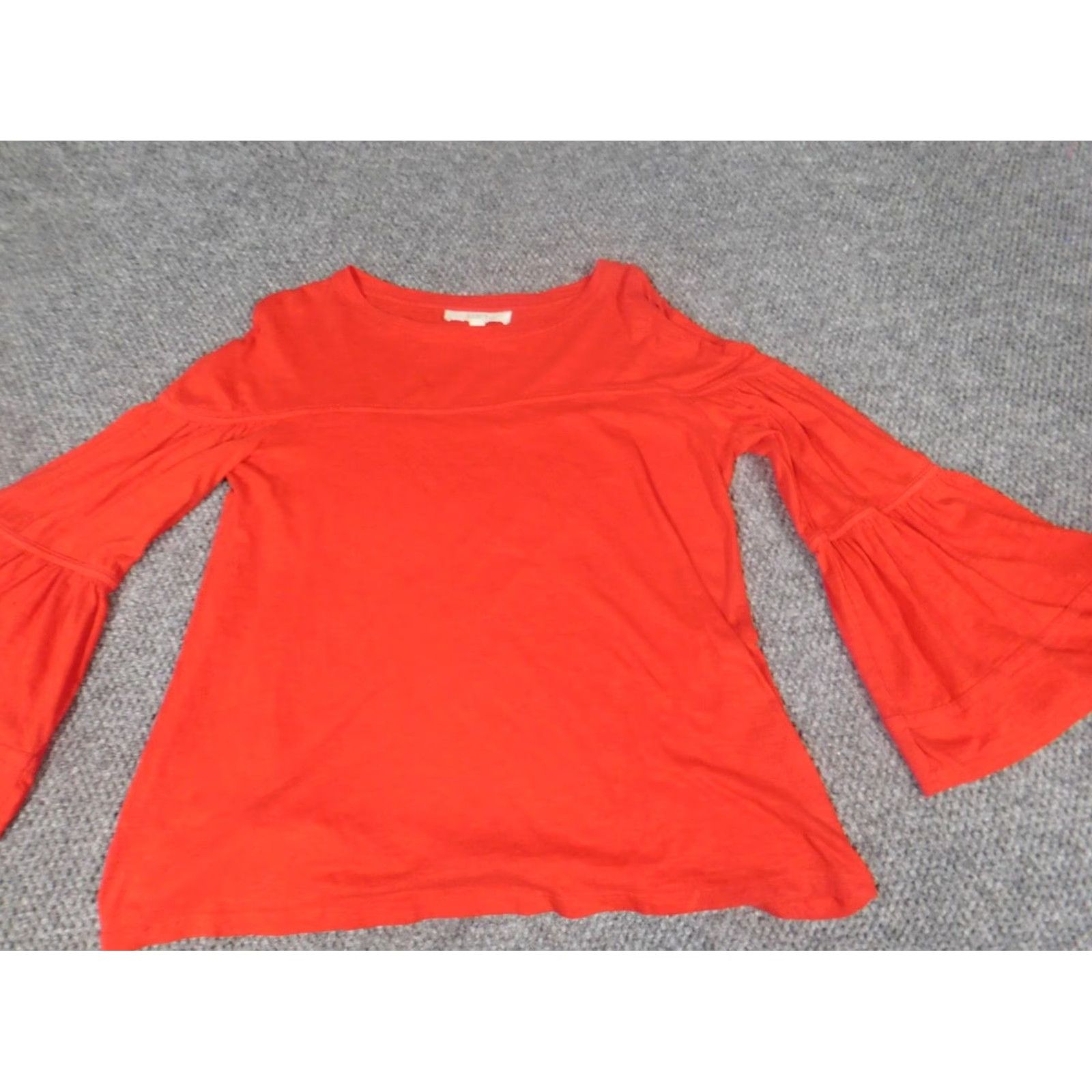 Ann Taylor Loft Ann Taylor Loft Red Bell Sleeve Cotton Blouse M Women Long Sleeve Casual Pullover Ruffle 100% Cotton Regular Size M Size M / US 6-8 / IT 42-44 - 3 Thumbnail
