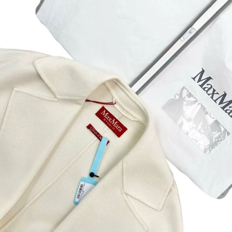 Max Mara Max Mara White long lace-up wool coat Size S / US 4 / IT 40 - 3 Thumbnail