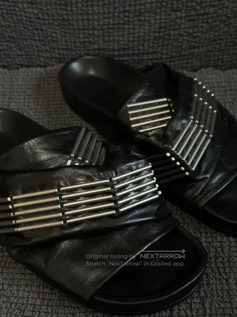 Rick Owens Rick Owens Metallic Asymmetrical Fingerless Leather Slippe Size US 7.5 / IT 37.5 - 2 Thumbnail