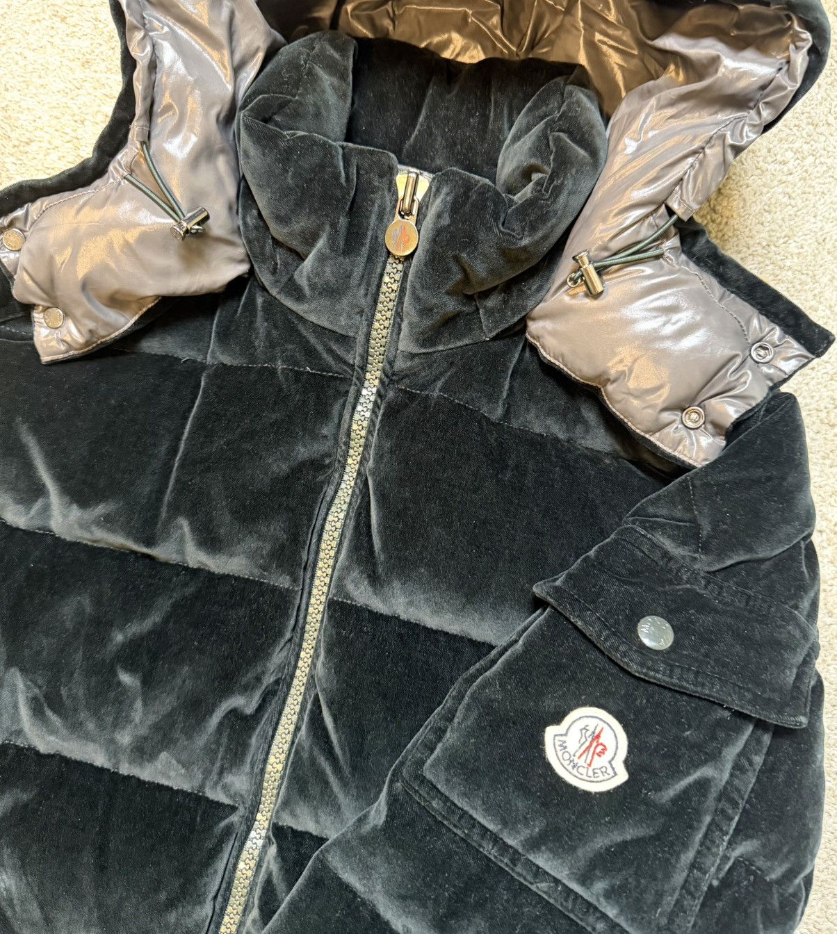 Moncler Moncler May Velvet Down Jacket Black Size US L / EU 52-54 / 3 - 3 Thumbnail