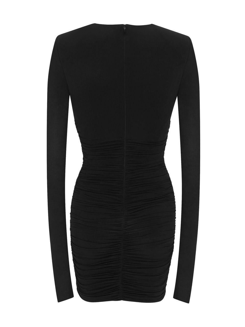 Saint Laurent Paris o1s1wg111024 Draped Jersey Mini Dress in Black Size S / US 4 / IT 40 - 2 Thumbnail