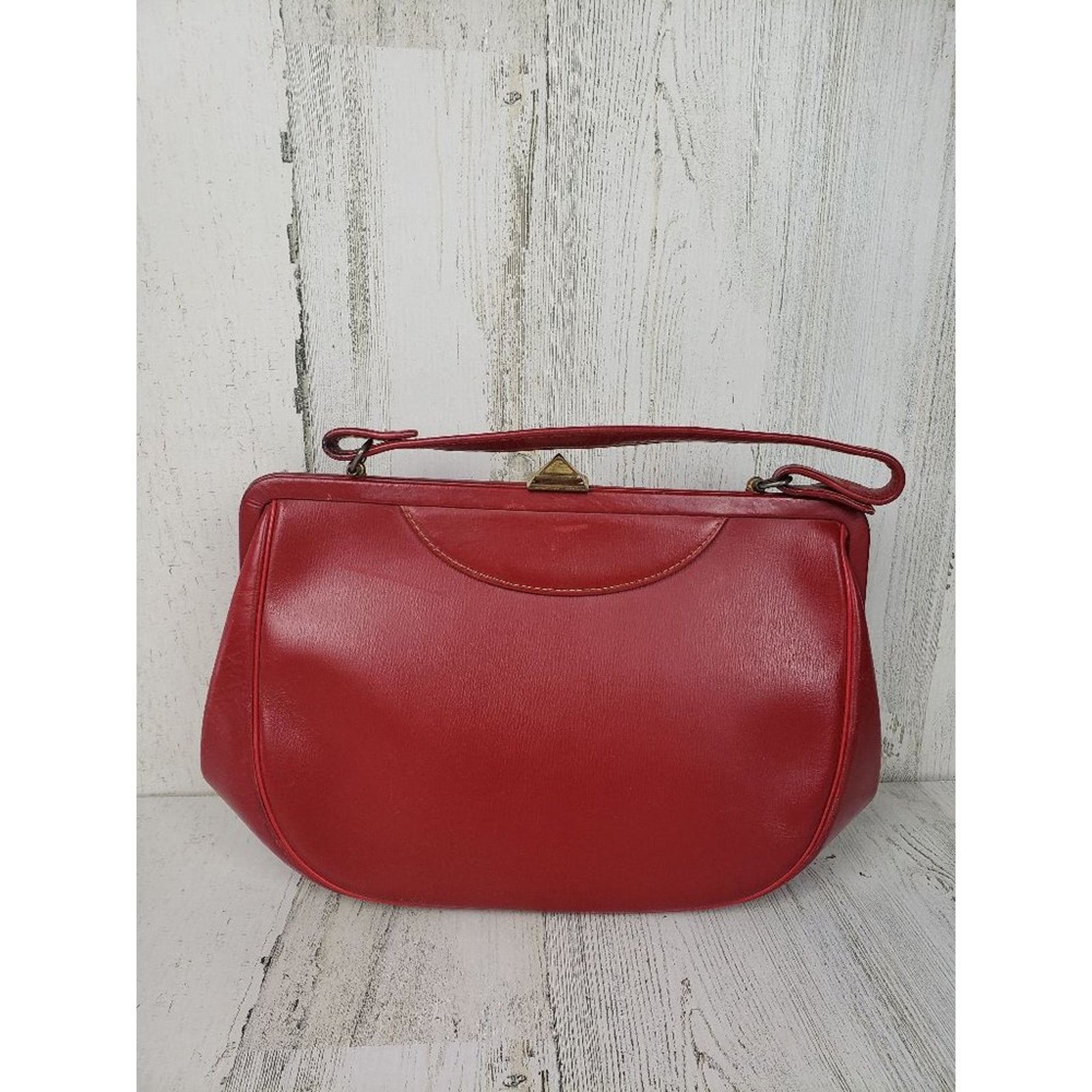 Solid Red Mini Clasped Handbag Women's Small Purse