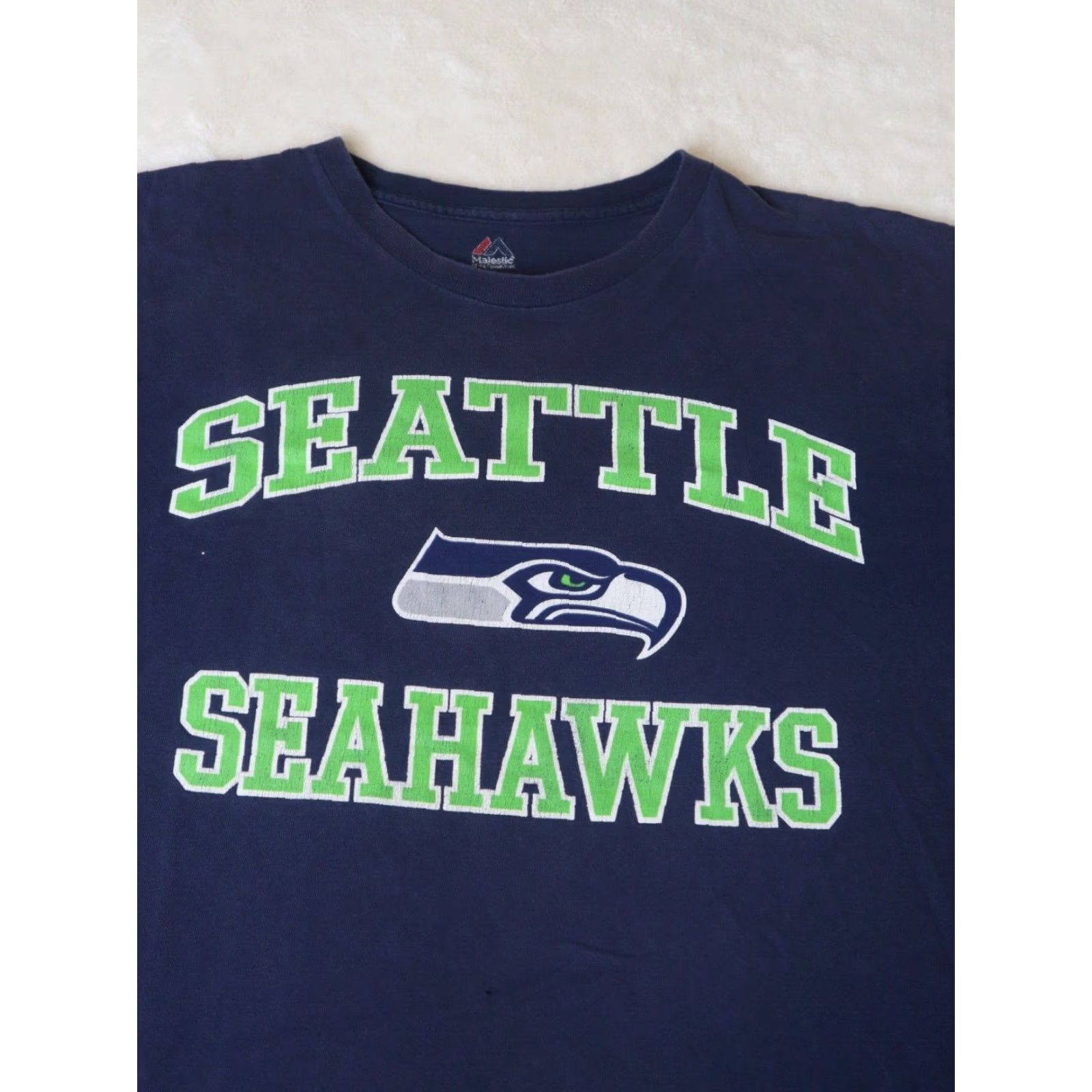 Vintage Seattle Seahawks T Shirt Size Large Navy Crew Neck 100% Cotton Classic Football Majestic Men LC Blue Nike? Size US L / EU 52-54 / 3 - 2 Thumbnail