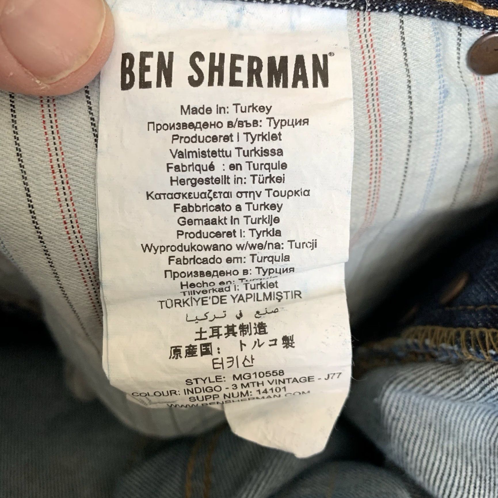 Ben Sherman Ben Sherman Jeans Slim Straight 38x32 Mens Blue Denim Button Fly 5-Pocket Grunge Style Size US 38 / EU 54 - 2 Thumbnail