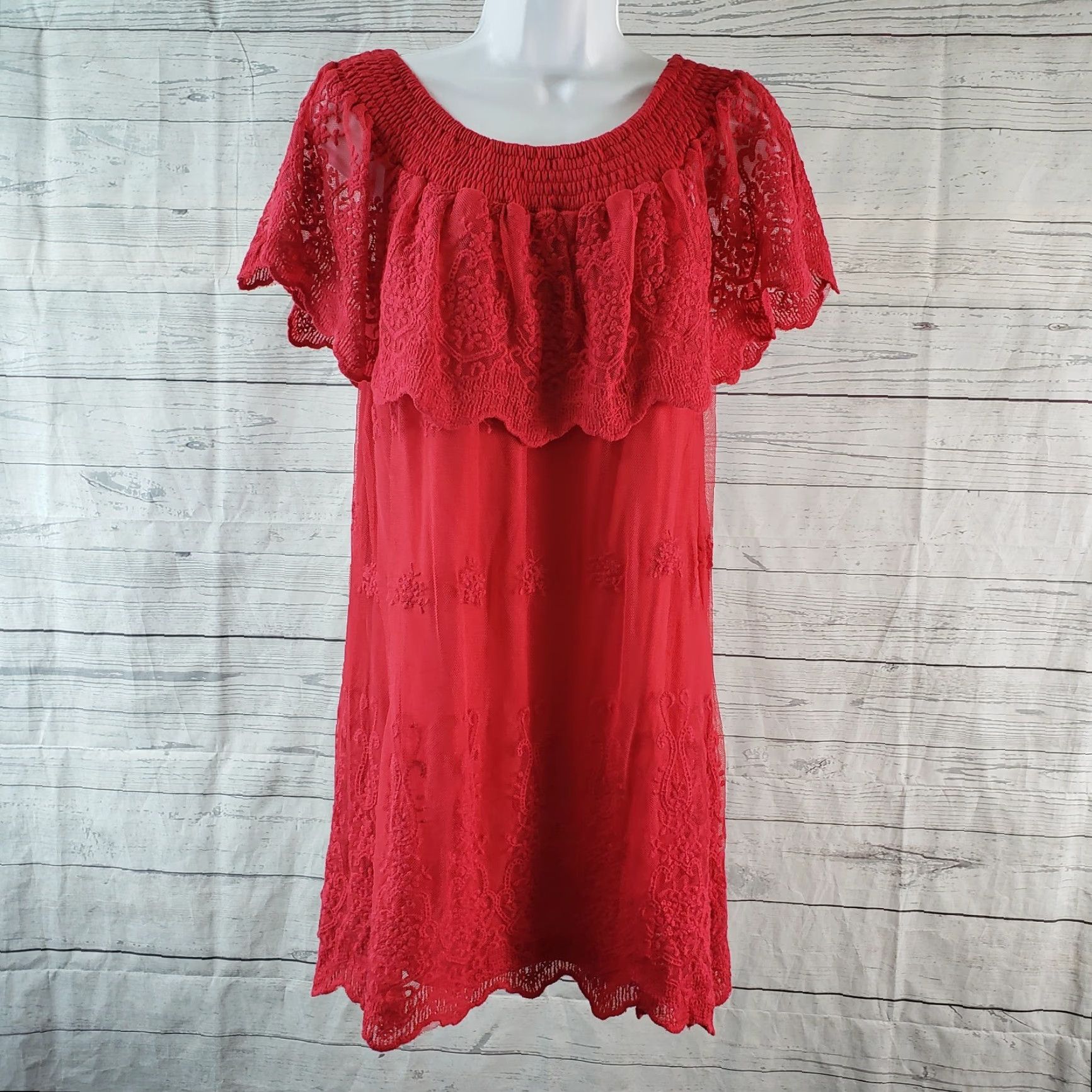 Vintage VINTAGE MONORENO Womens Off The Shoulder Top Sz Medium Red Embroidered Cotton Blend Size M / US 6-8 / IT 42-44 - 2 Thumbnail
