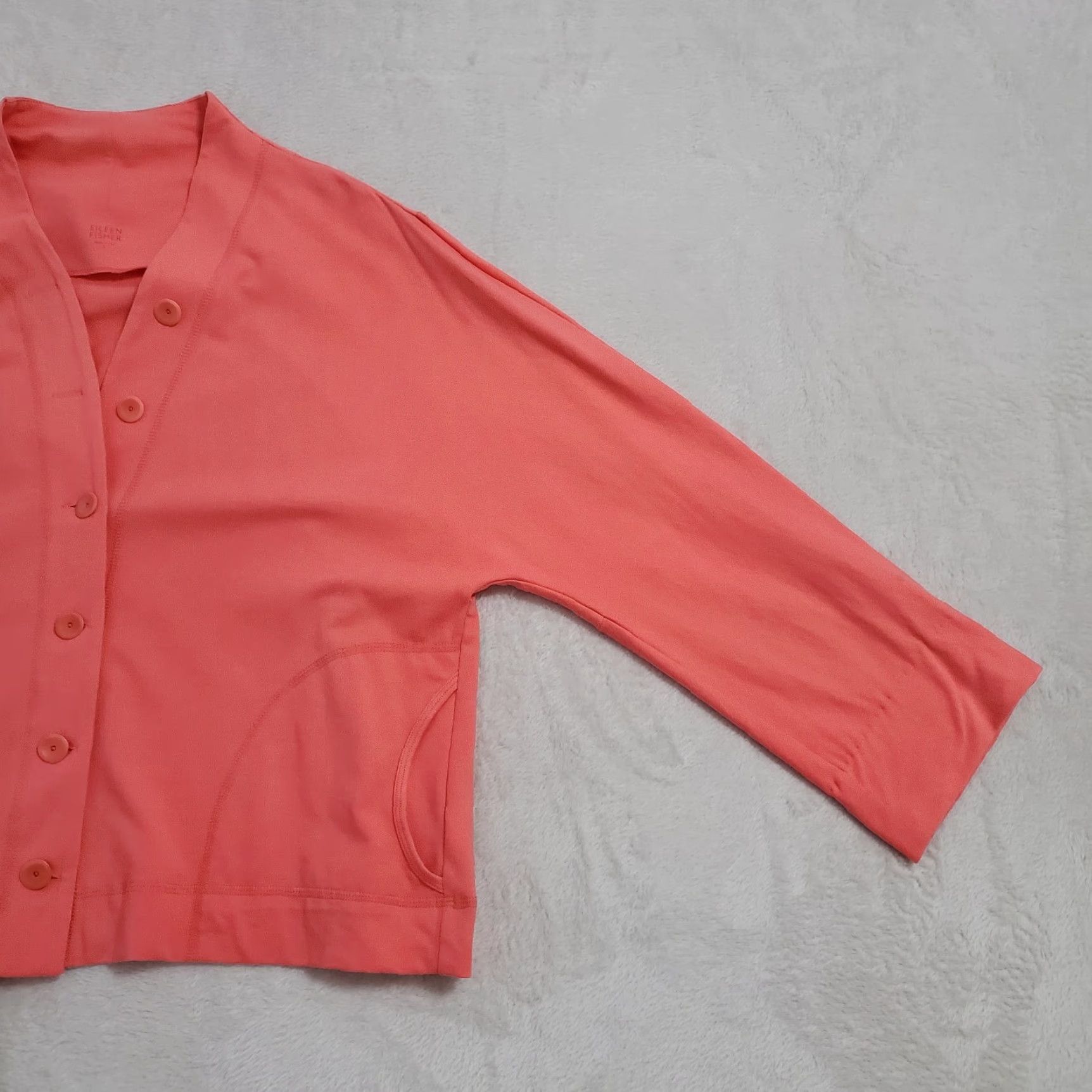 Eileen Fisher VINTAGEEileen Fisher Cardigan Women L Organic Cotton Coral Button Front Sweater FLAW Size L / US 10 / IT 46 - 5 Thumbnail