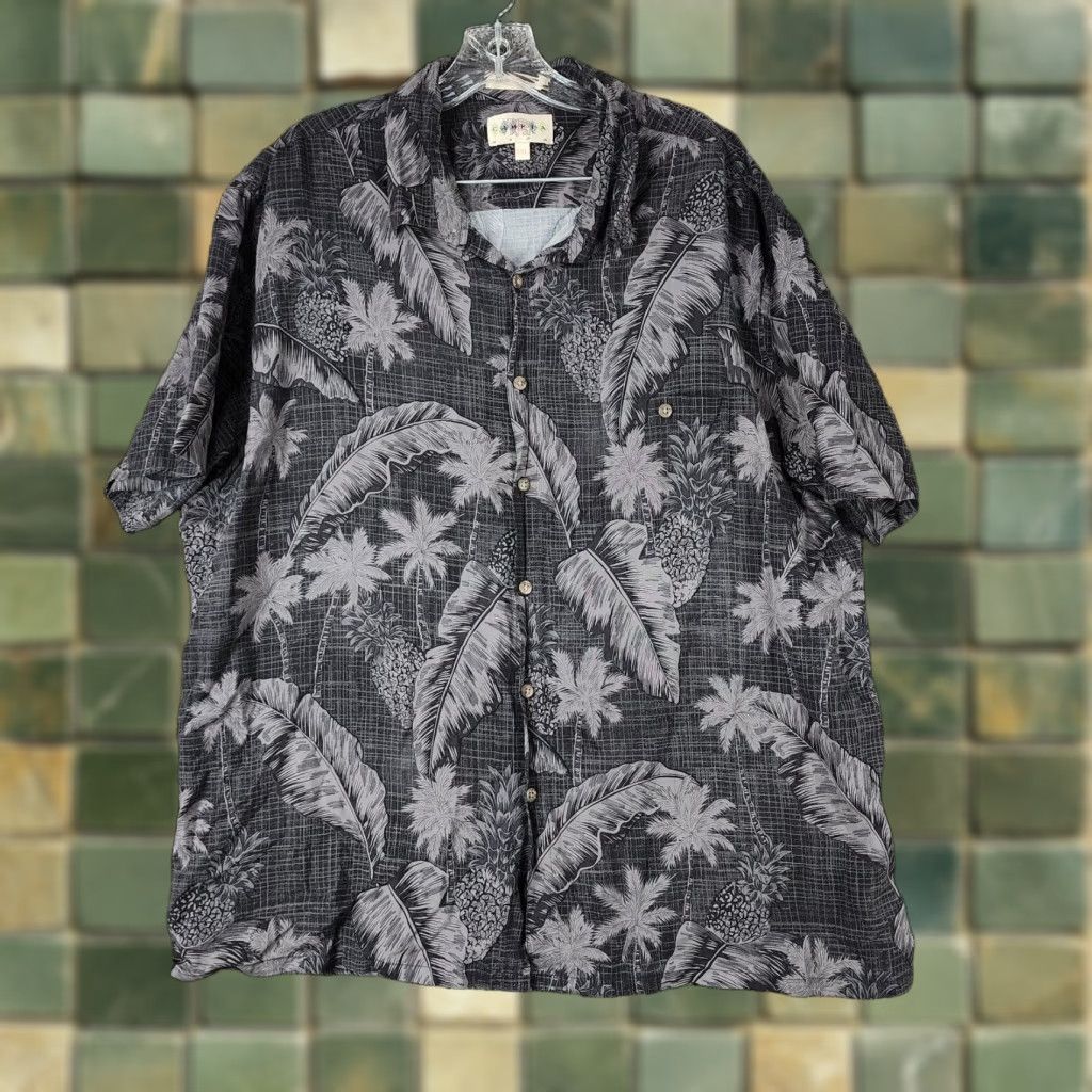 Vintage Campia Moda Mens Gray Floral Short Sleeve Hawaiian Button-Up 2XL Men Shirts Mens 2XL Gray Floral Hawaiian Campia Moda Button-Up Shirt Size US 39 - 1 Thumbnail
