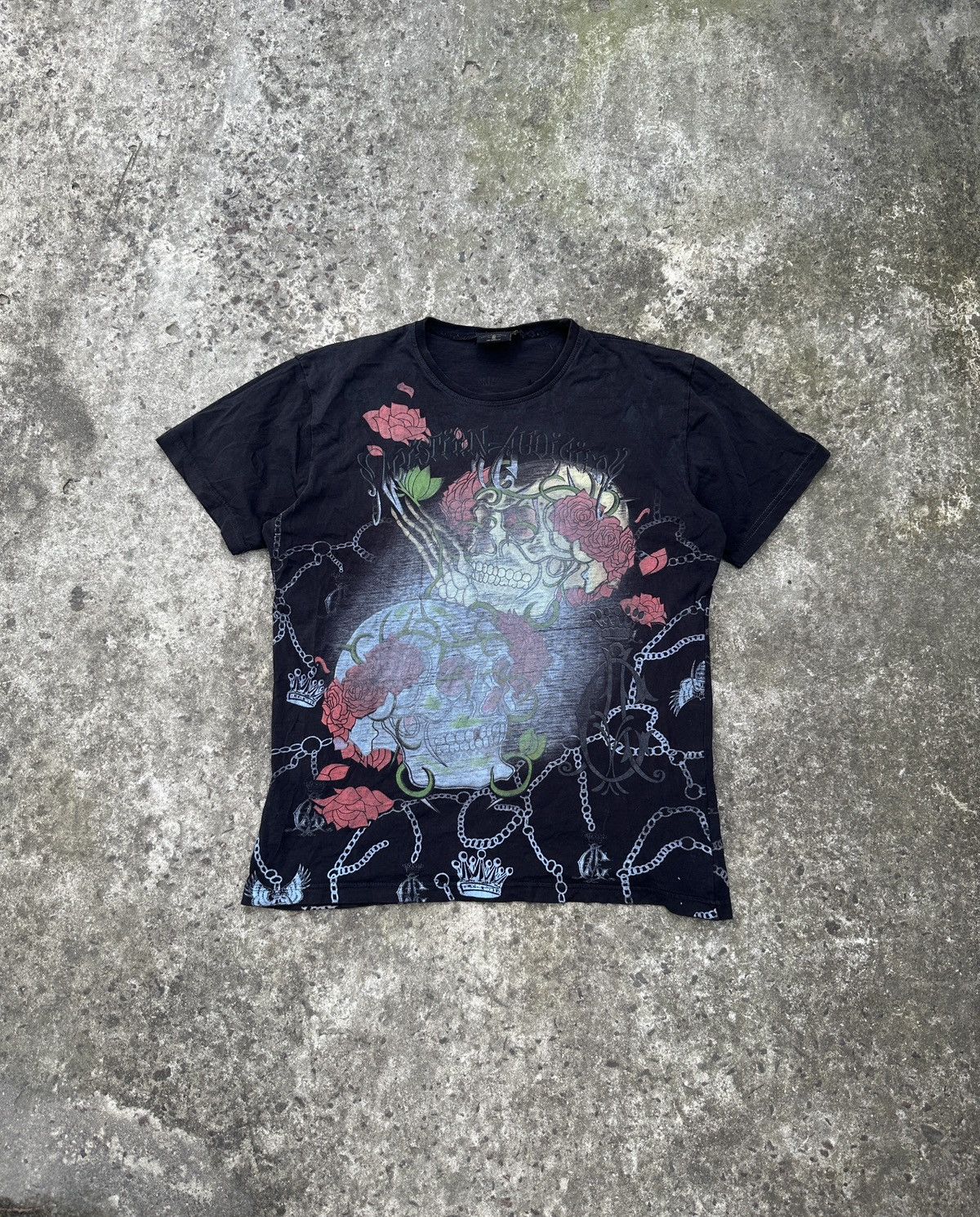 Christian Audigier Y2K Ed Hardy Christian Audigier Logo T-shirt Avant Garde Vtg Size US XL / EU 56 / 4 - 1 Thumbnail