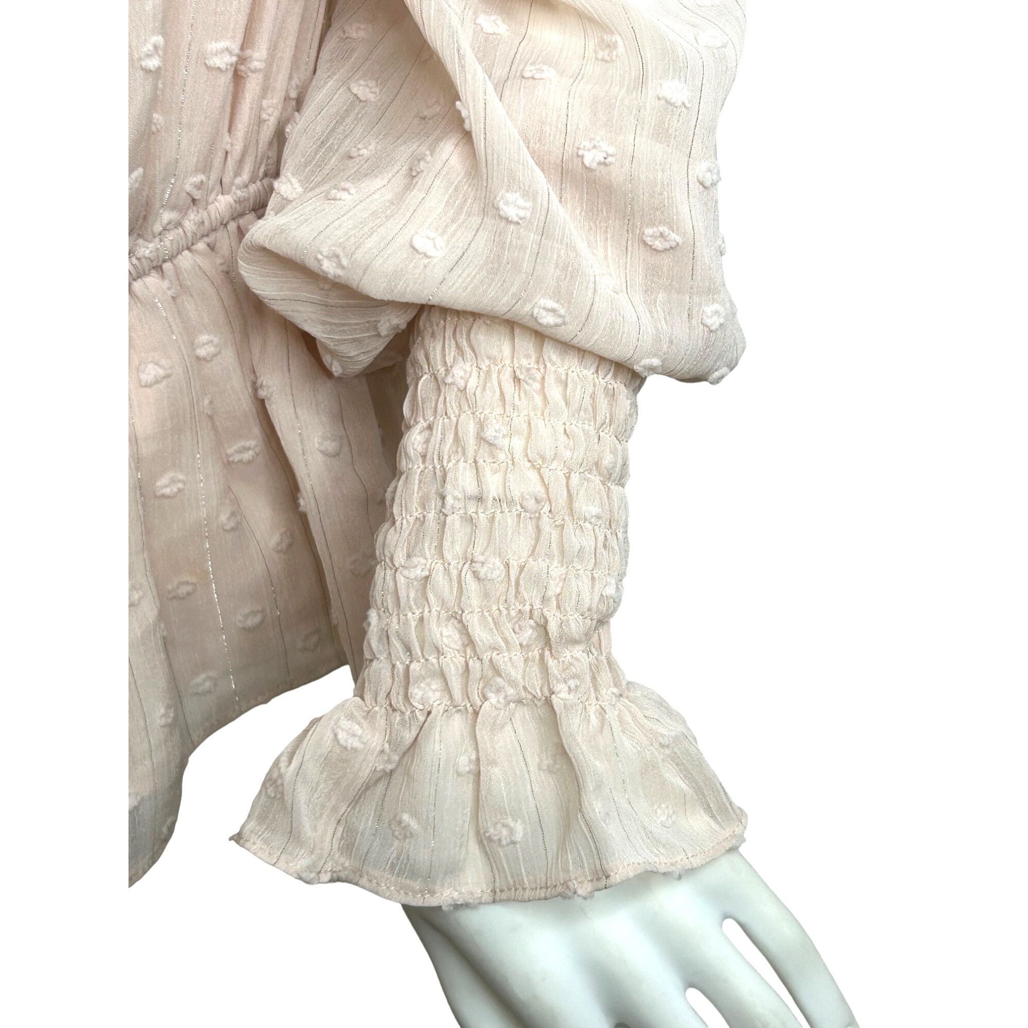 Other DO + BE Blouse Pink S Texture Balloon Sleeve Smocked Ruffle Size S / US 4 / IT 40 - 10 Thumbnail