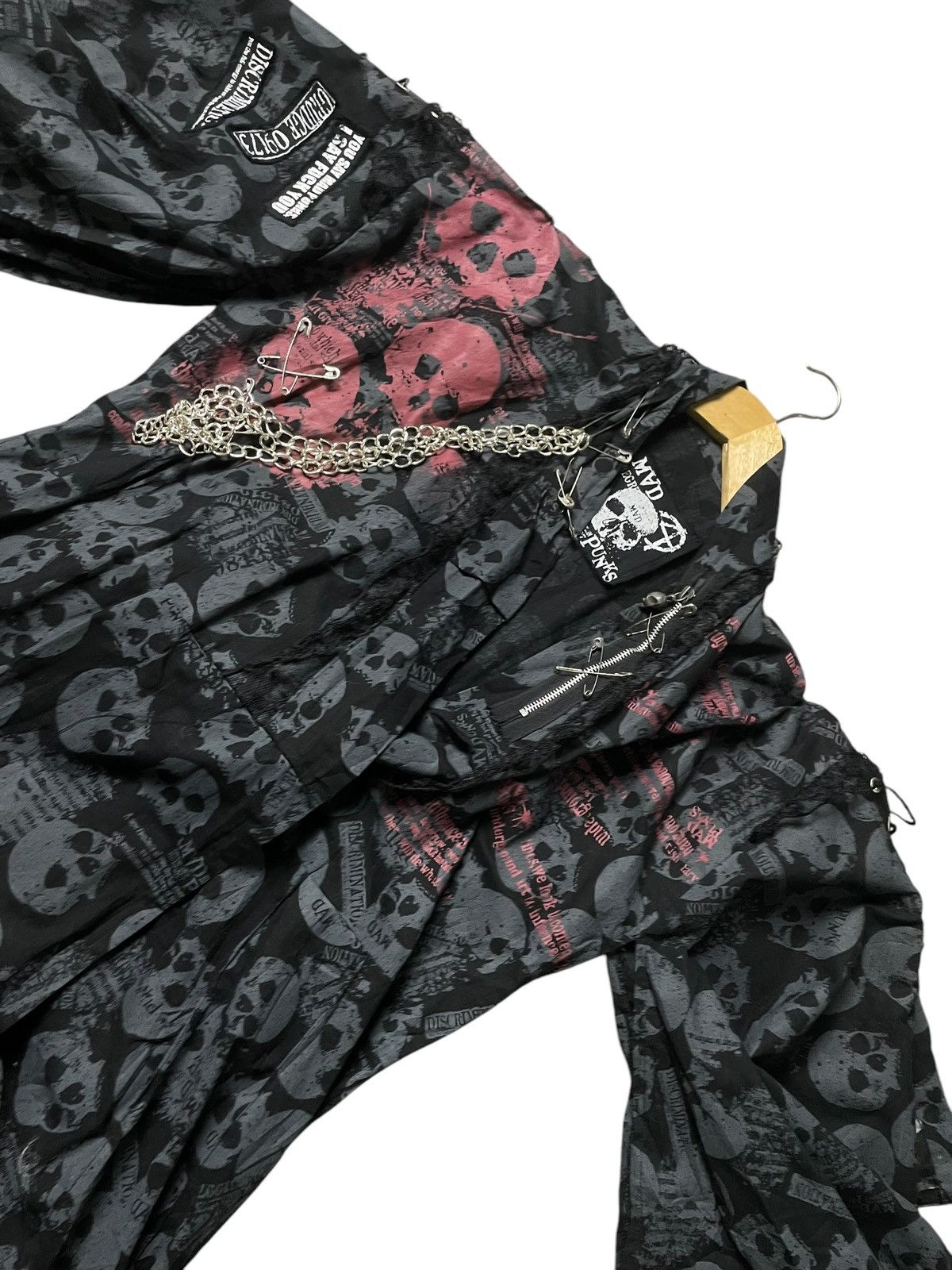 Japanese Brand MAD PUNKS SKULL PRINT YUKATA KIMONO (98) Size US S / EU 44-46 / 1 - 7 Thumbnail