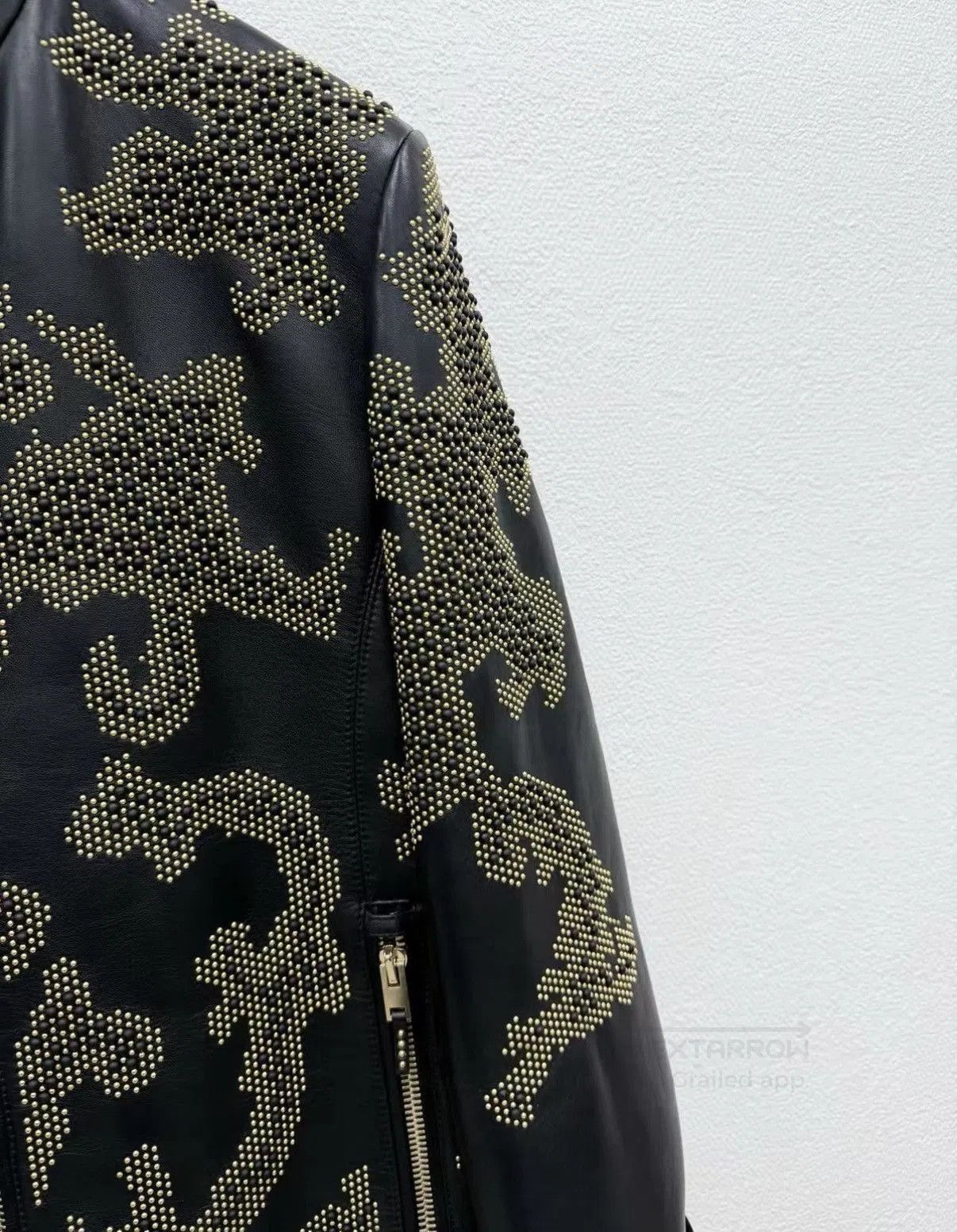 Roberto Cavalli Black Studded Pattern Leather Jacket Size S. Size US S / EU 44-46 / 1 - 3 Thumbnail