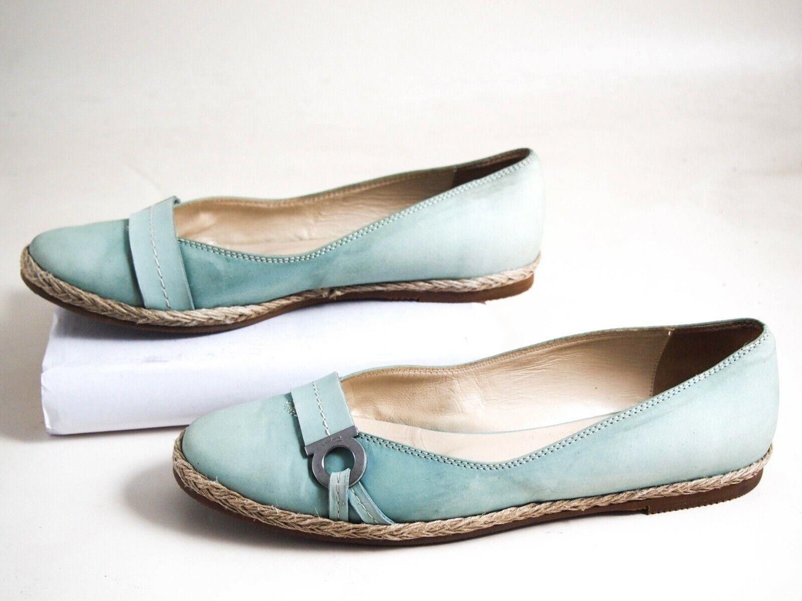 Salvatore Ferragamo Ferragamo Gancio Espadrilles Aqua Blue Suede EU 38 US 7.5 C Size US 7.5 / IT 37.5 - 7 Thumbnail