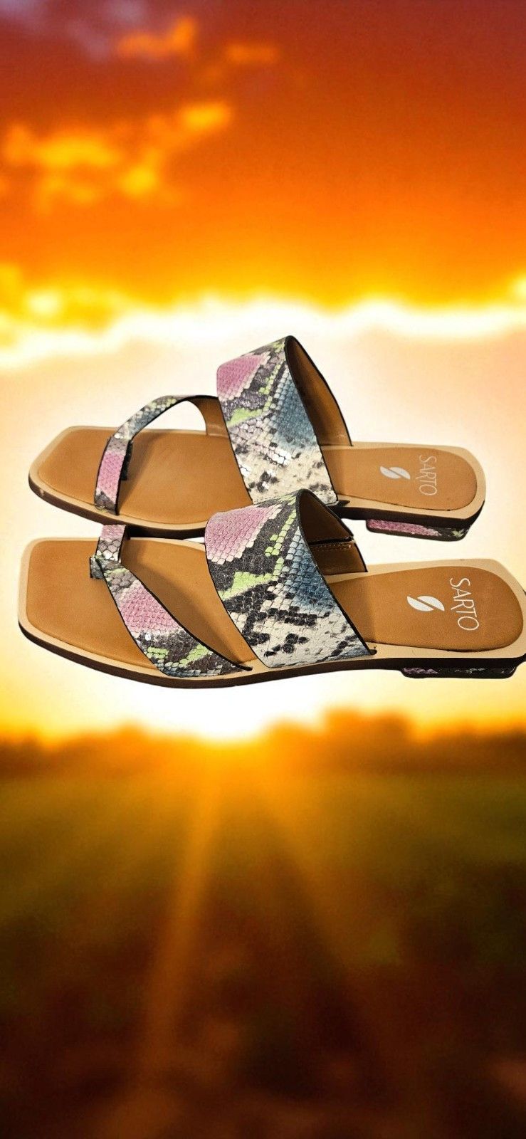 Franco Sarto SARTO Size 9.5 Purple Green & Silver Sandals - ITEM #3310 Size US 9.5 / IT 39.5 - 2 Thumbnail