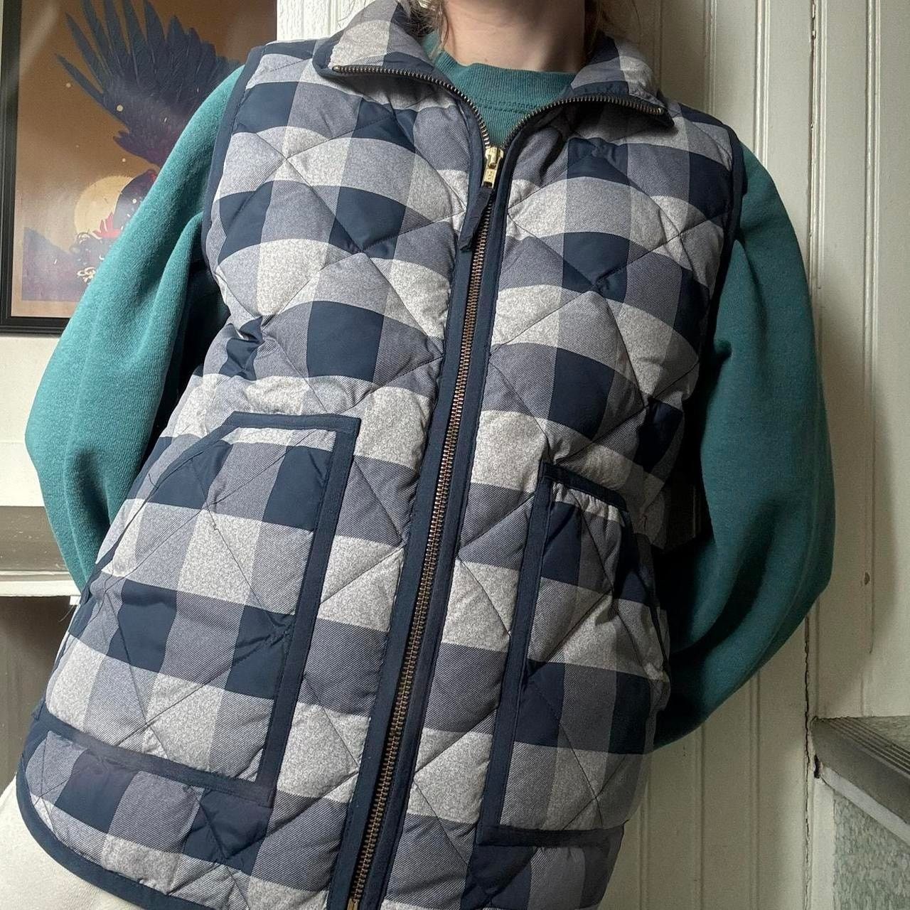 J.Crew J. Crew Navy Blue Plaid / Check Puffer Vest Small Size S / US 4 / IT 40 - 2 Thumbnail